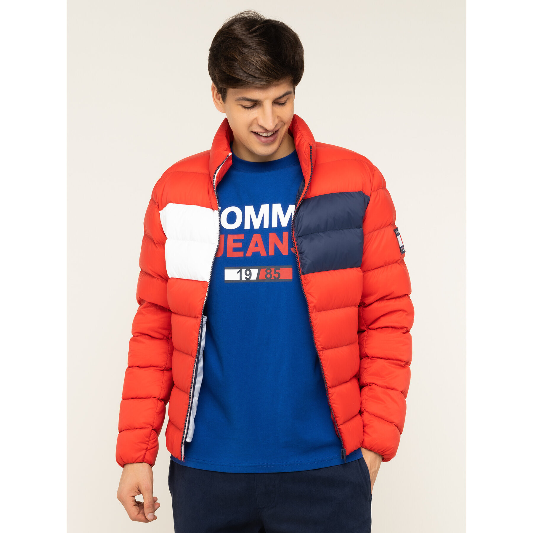 Tommy Jeans Vatovaná bunda Tjm Essential DM0DM07364 Červená Regular Fit - Pepit.cz