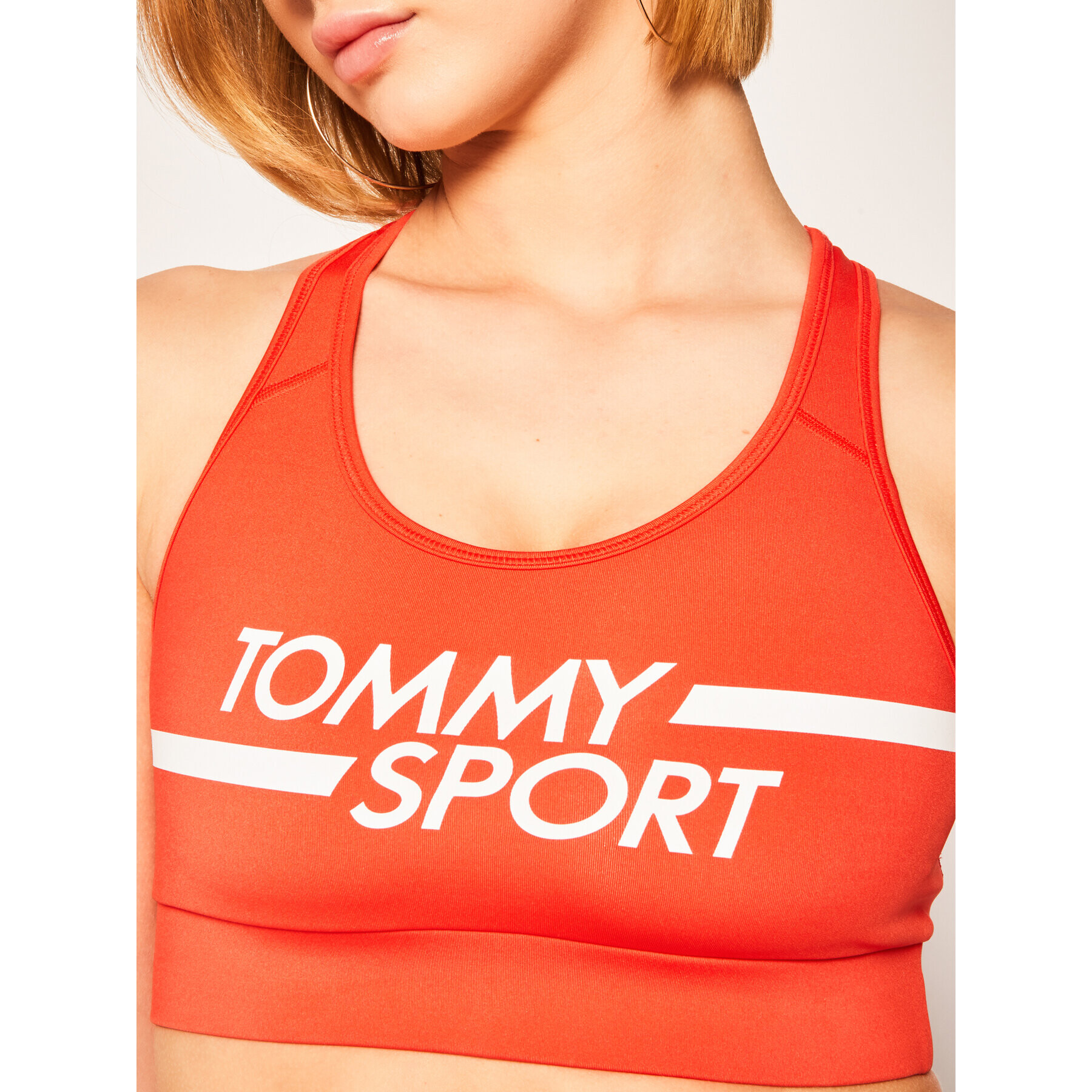 Tommy Sport Podprsenkový top Mid Logo S10S100451 Červená - Pepit.cz