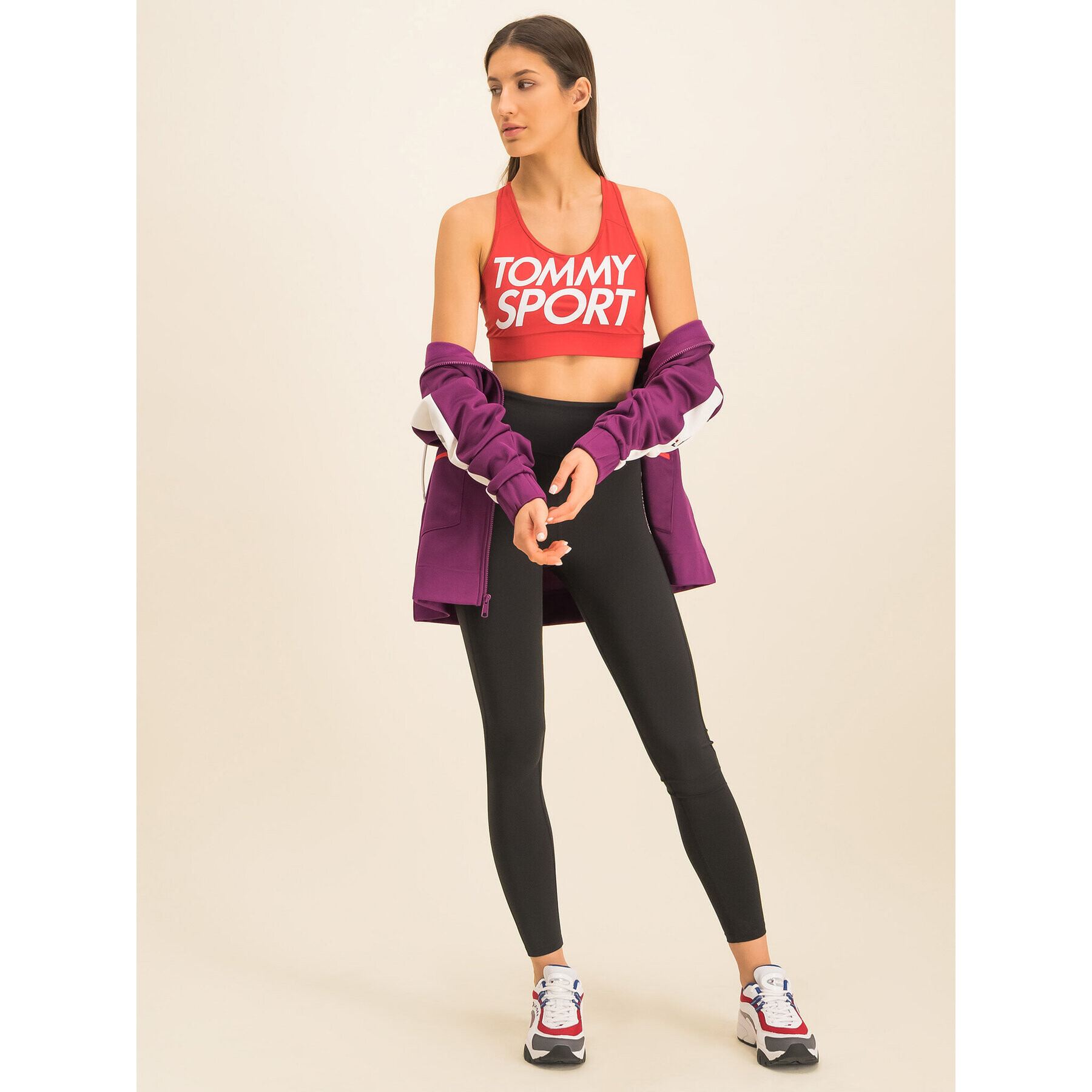 Tommy Sport Podprsenkový top Sports Bra Logo S10S100344 Červená - Pepit.cz