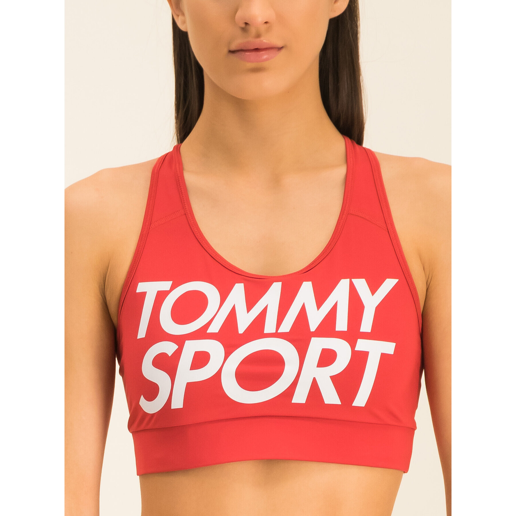 Tommy Sport Podprsenkový top Sports Bra Logo S10S100344 Červená - Pepit.cz