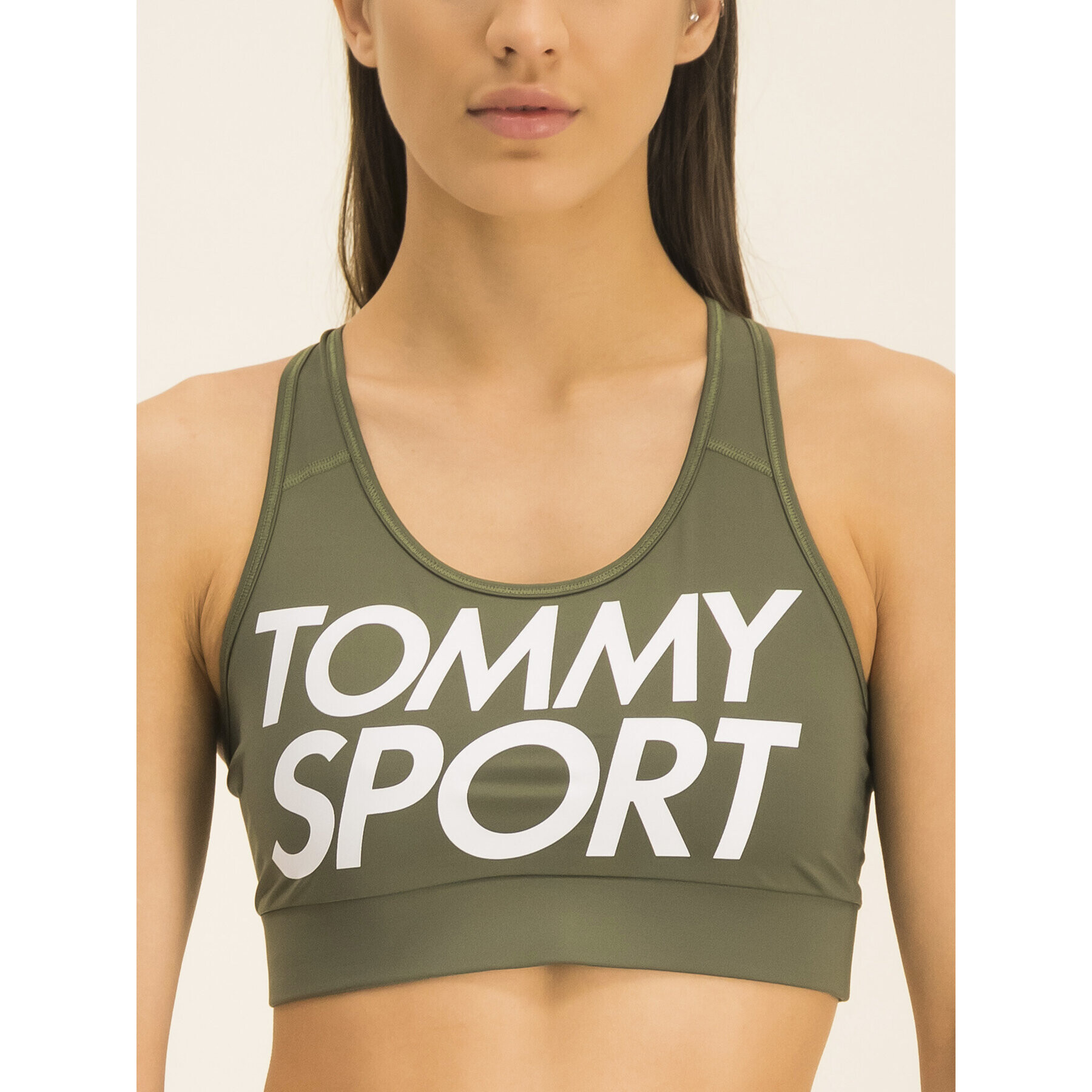 Tommy Sport Podprsenkový top Sports Bra Logo S10S100344 Zelená - Pepit.cz