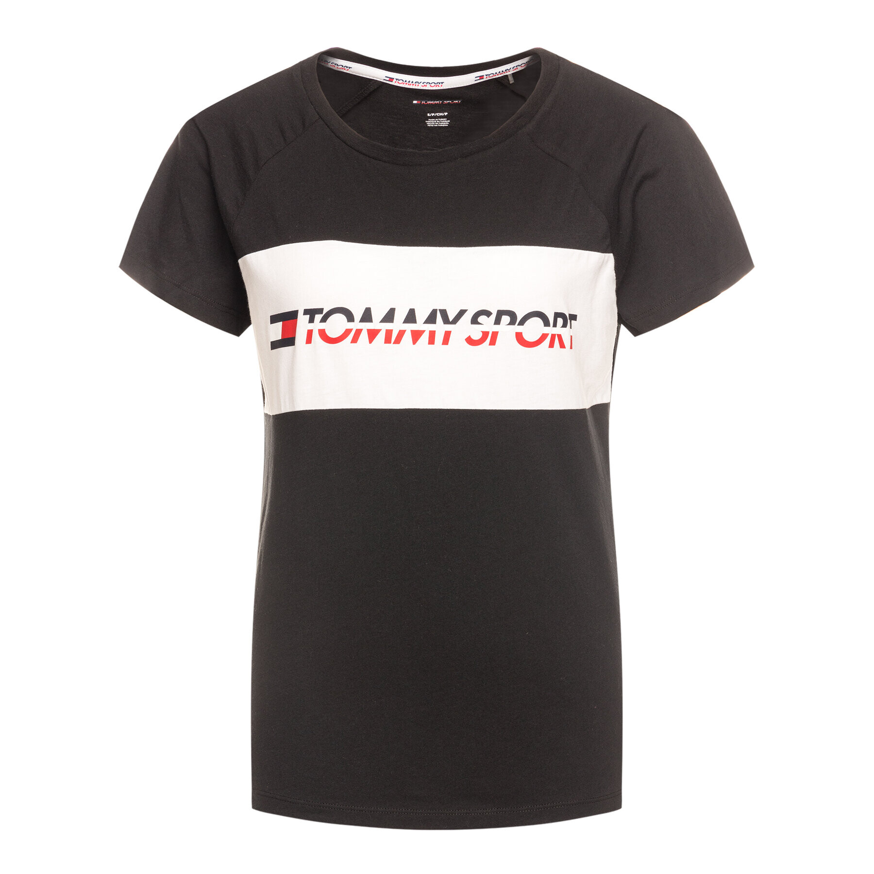 Tommy Sport T-Shirt Blocked Tee Logo S10S100331 Černá Regular Fit - Pepit.cz