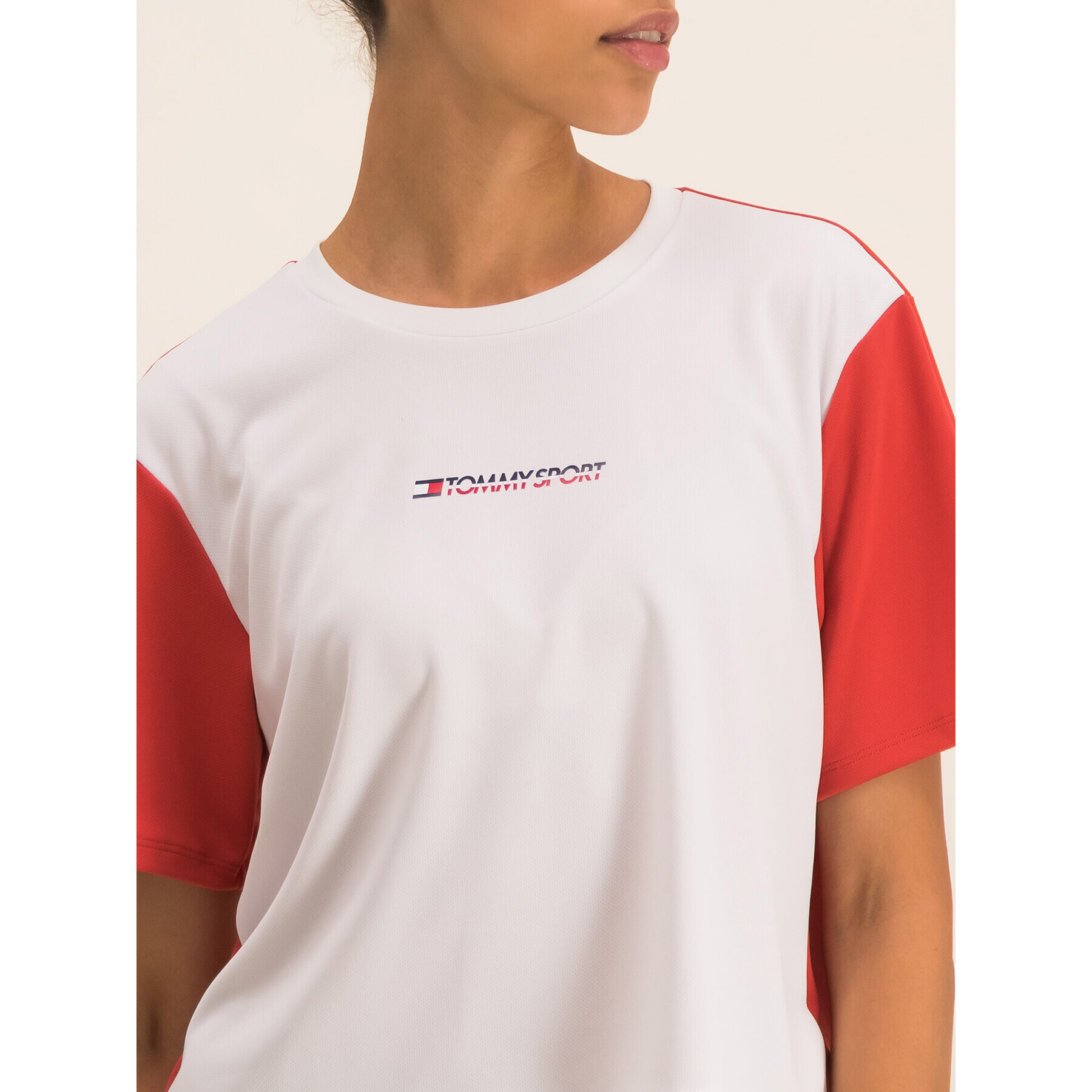 Tommy Sport T-Shirt Boxy S10S100381 Bílá Regular Fit - Pepit.cz