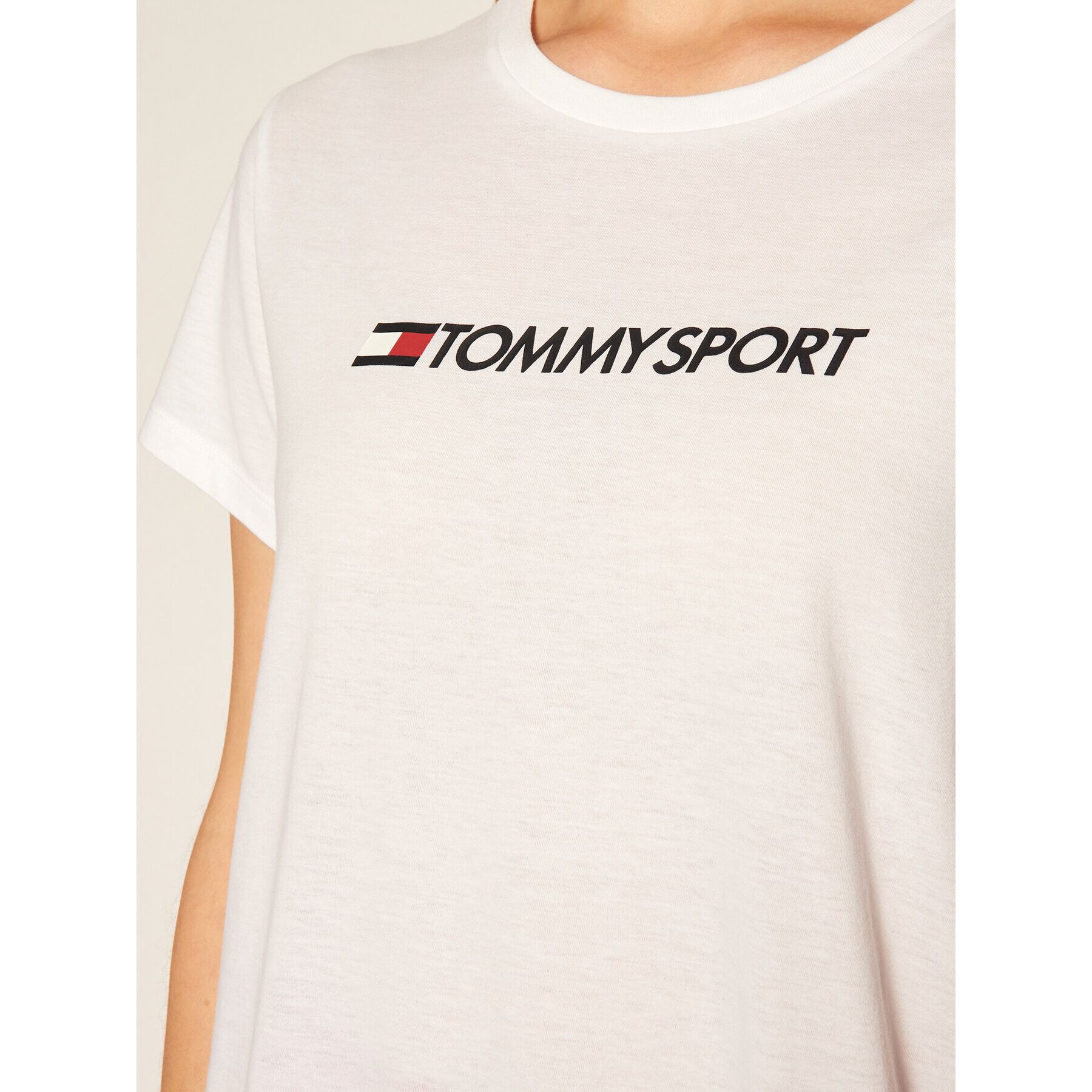 Tommy Sport T-Shirt Chest Logo S10S100445 Bílá Regular Fit - Pepit.cz