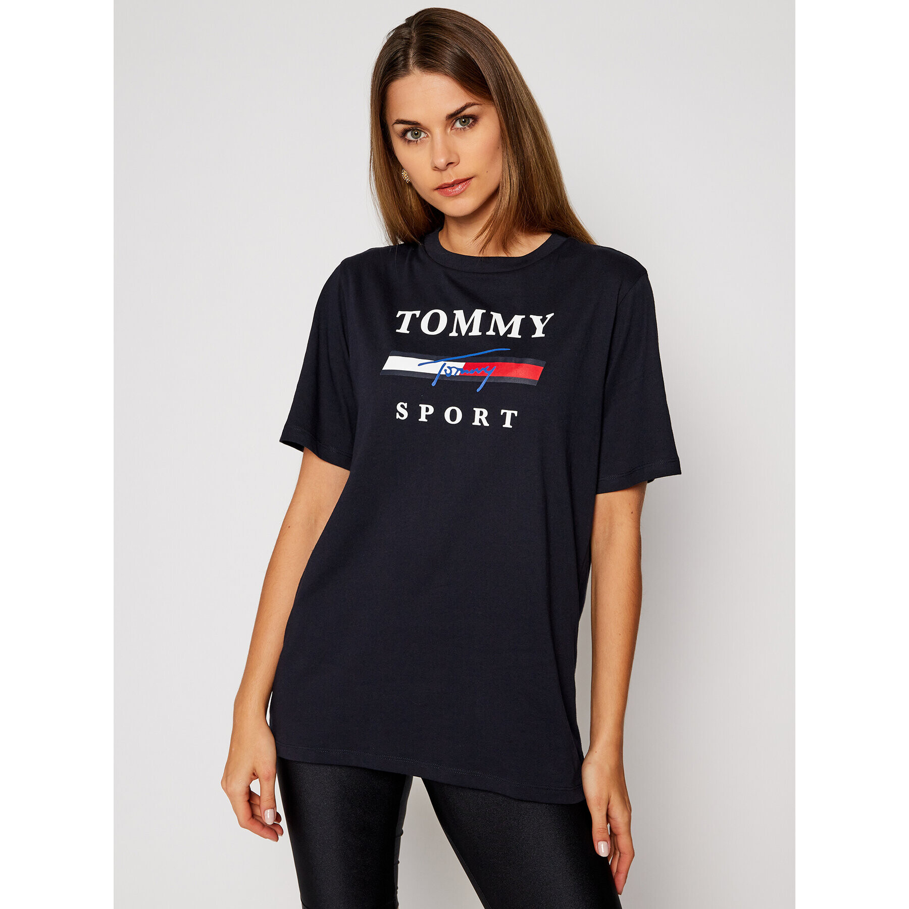 Tommy Sport T-Shirt Graphic S10S100694 Tmavomodrá Regular Fit - Pepit.cz