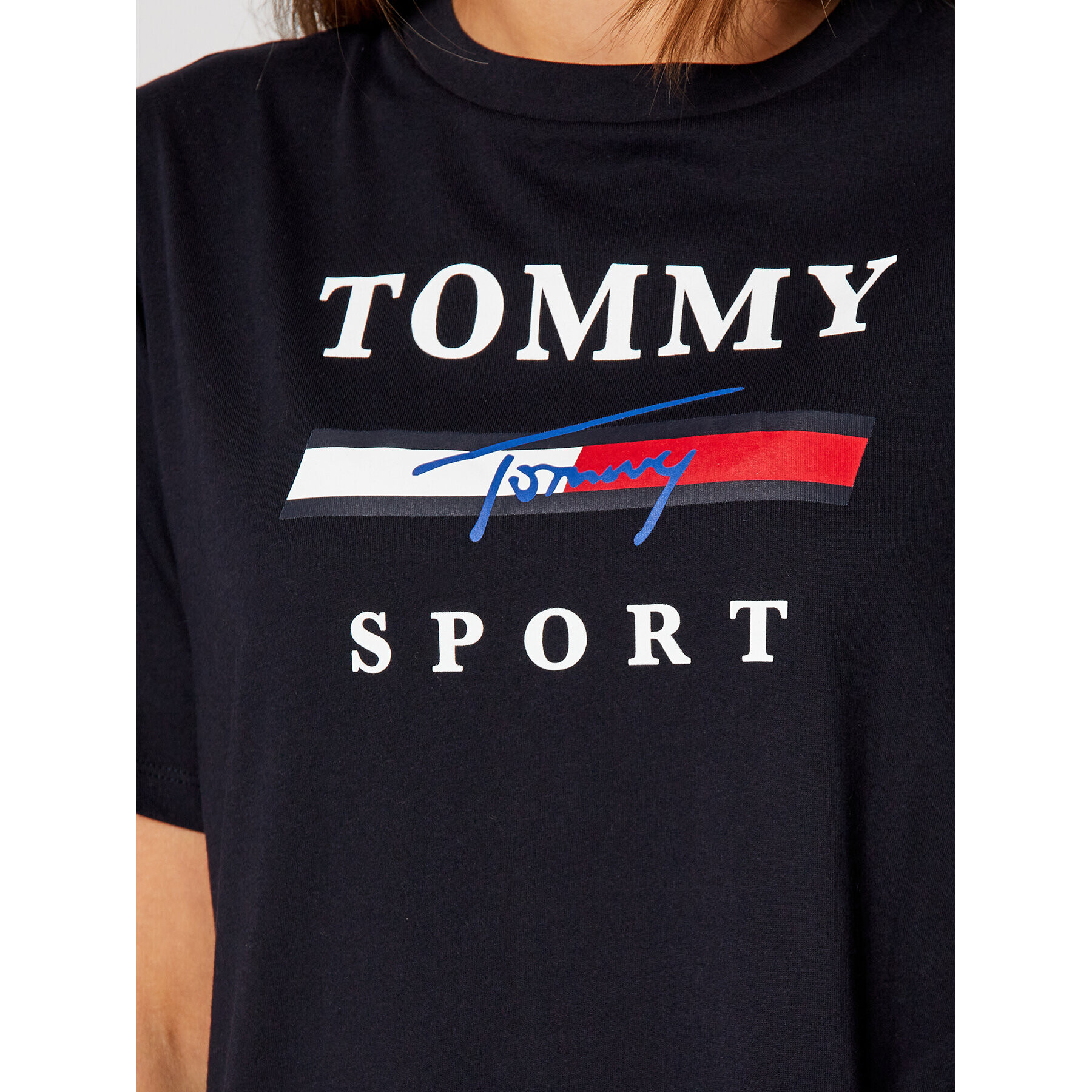 Tommy Sport T-Shirt Graphic S10S100694 Tmavomodrá Regular Fit - Pepit.cz