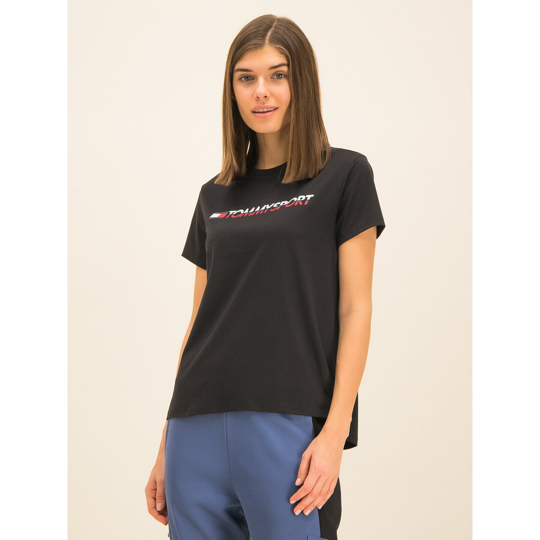 Tommy Sport T-Shirt Logo S10S100061 Černá Regular Fit - Pepit.cz