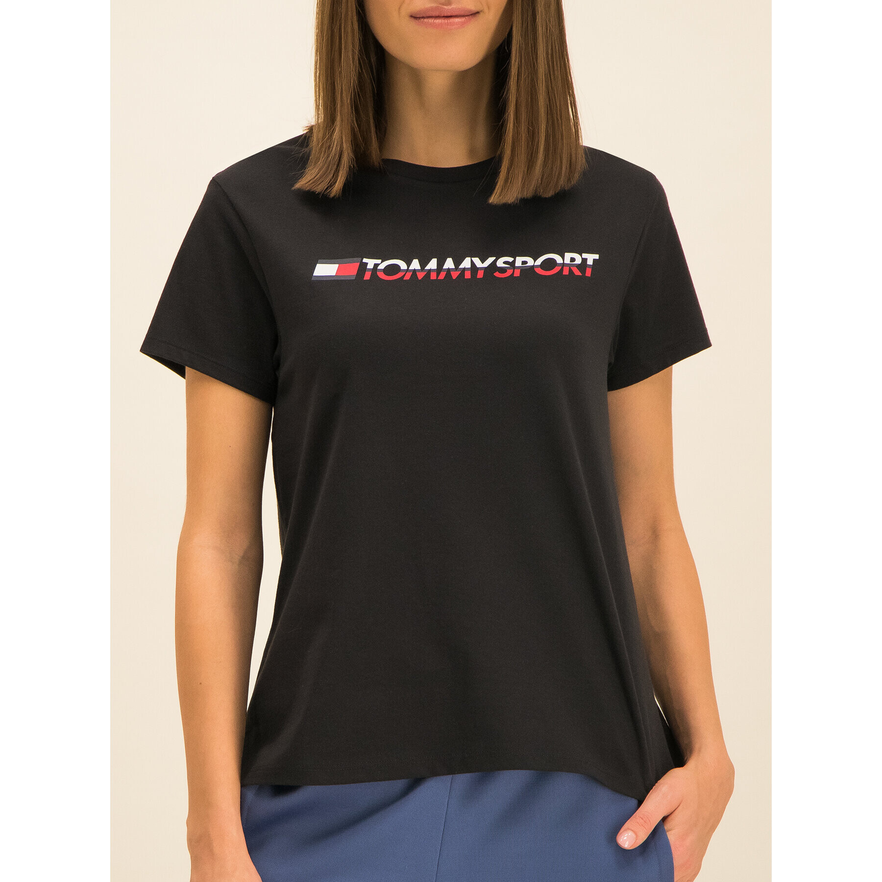 Tommy Sport T-Shirt Logo S10S100061 Černá Regular Fit - Pepit.cz