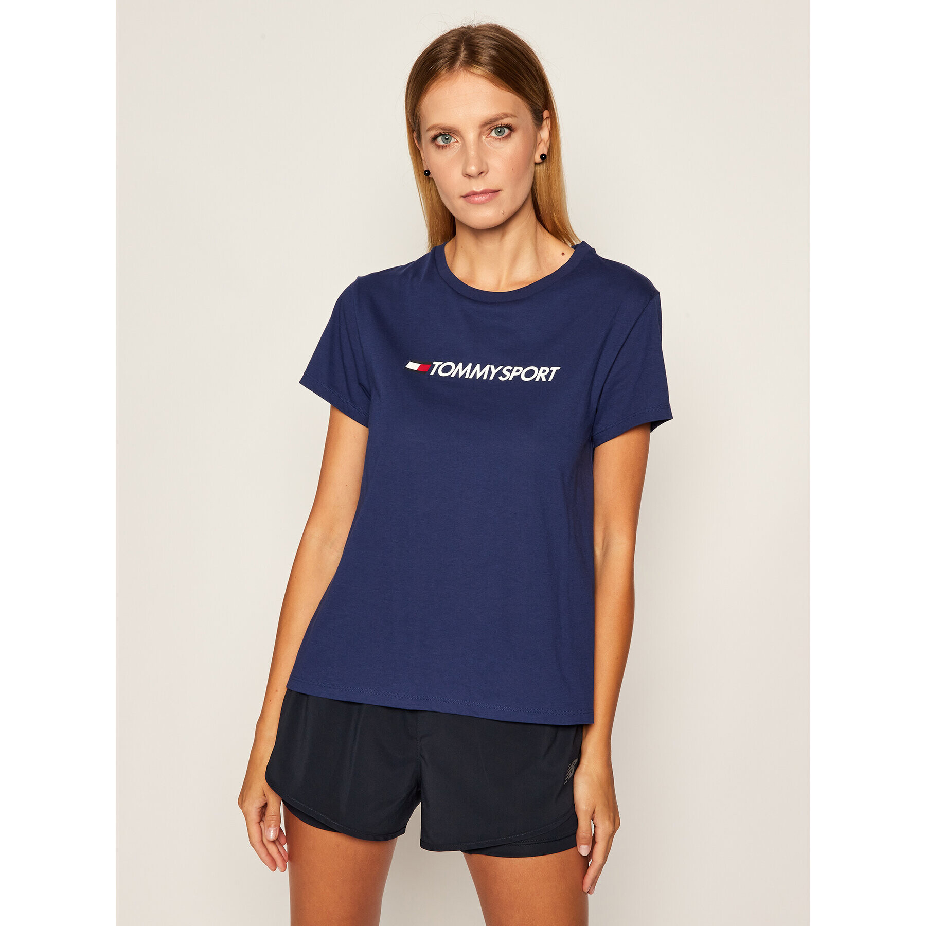 Tommy Sport T-Shirt Mix Chest Logo Top S10S100445 Tmavomodrá Regular Fit - Pepit.cz