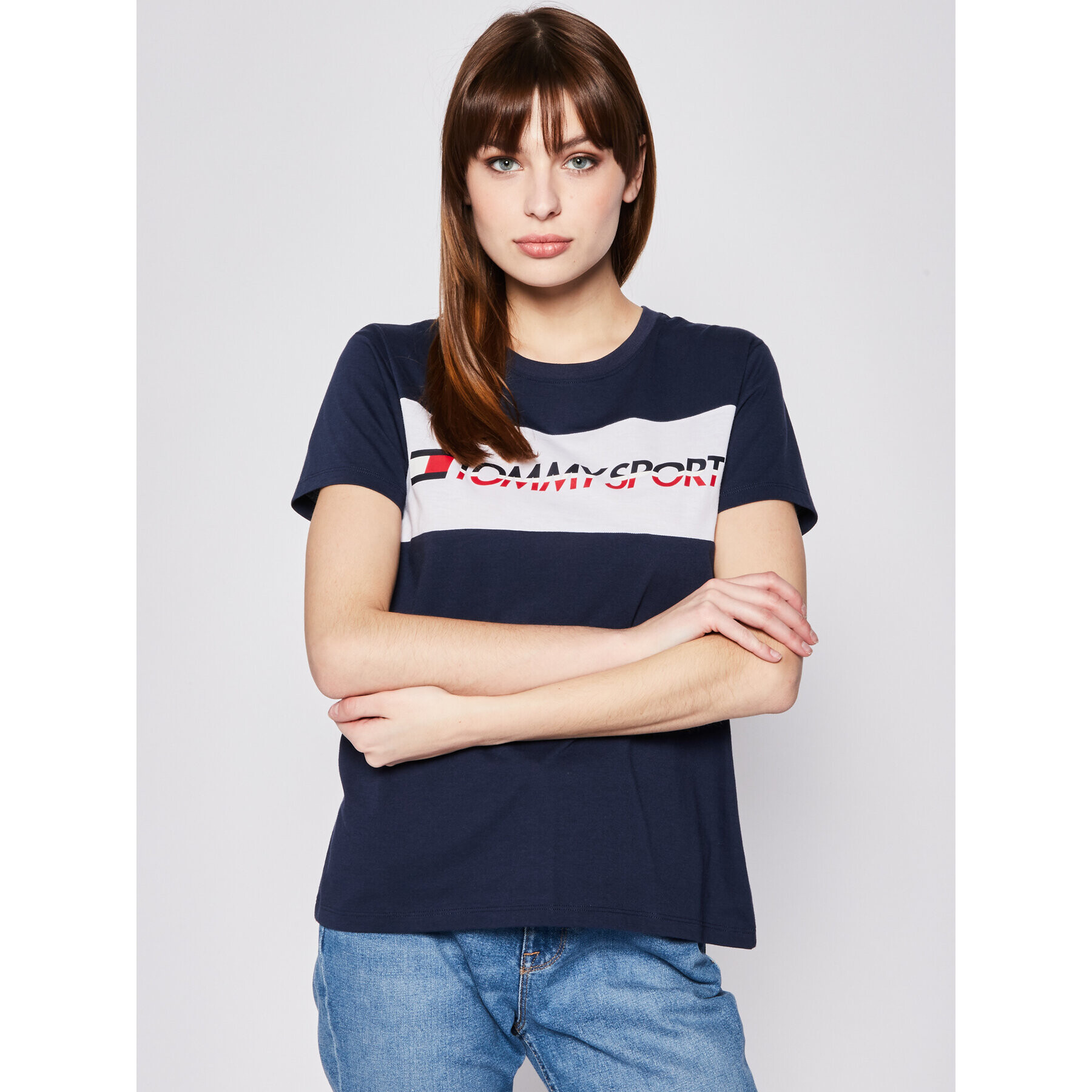 Tommy Sport T-Shirt S10S100123 Tmavomodrá Regular Fit - Pepit.cz