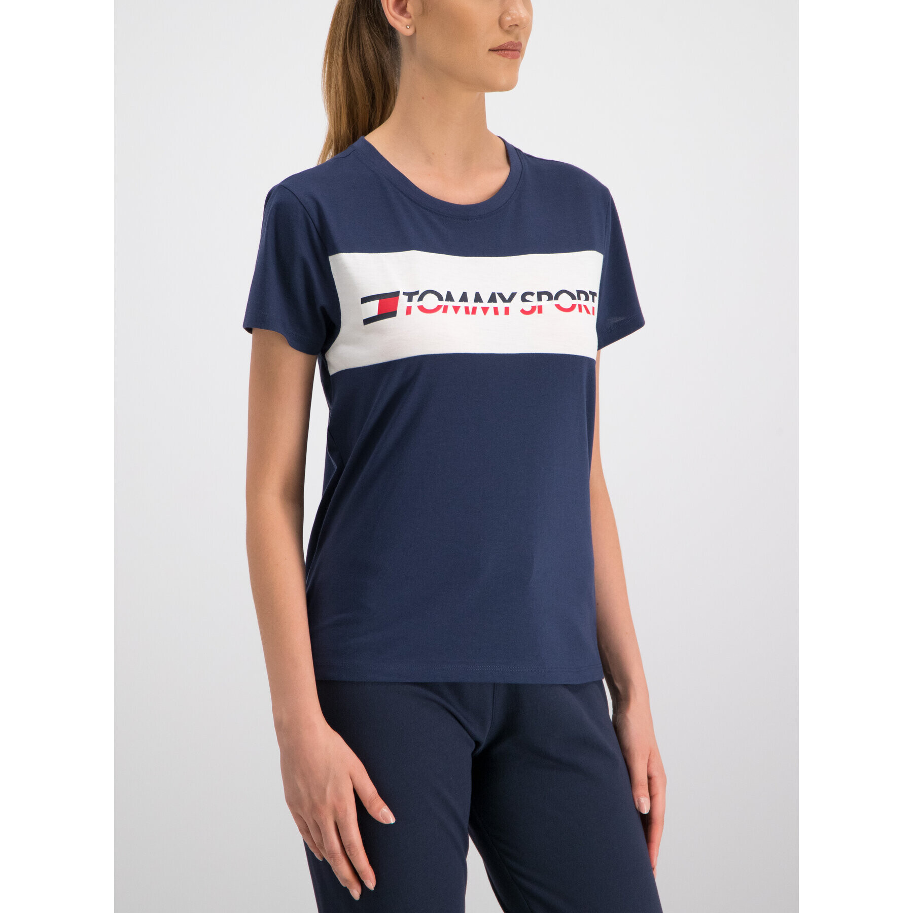 Tommy Sport T-Shirt S10S100123 Tmavomodrá Regular Fit - Pepit.cz