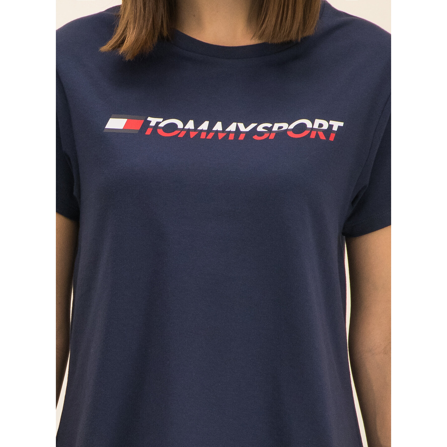 Tommy Sport T-Shirt Tee Logo S10S100061 Tmavomodrá Regular Fit - Pepit.cz