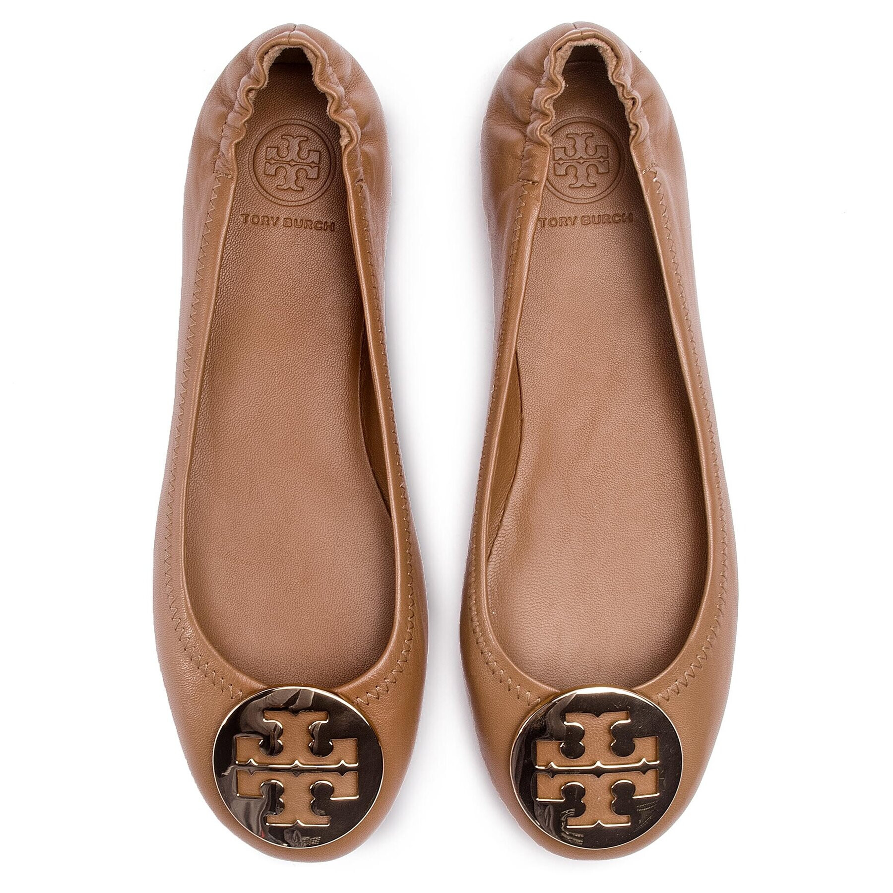 Tory Burch Baleríny Minnie Travel Ballet With Metal Logo 50393 Hnědá - Pepit.cz