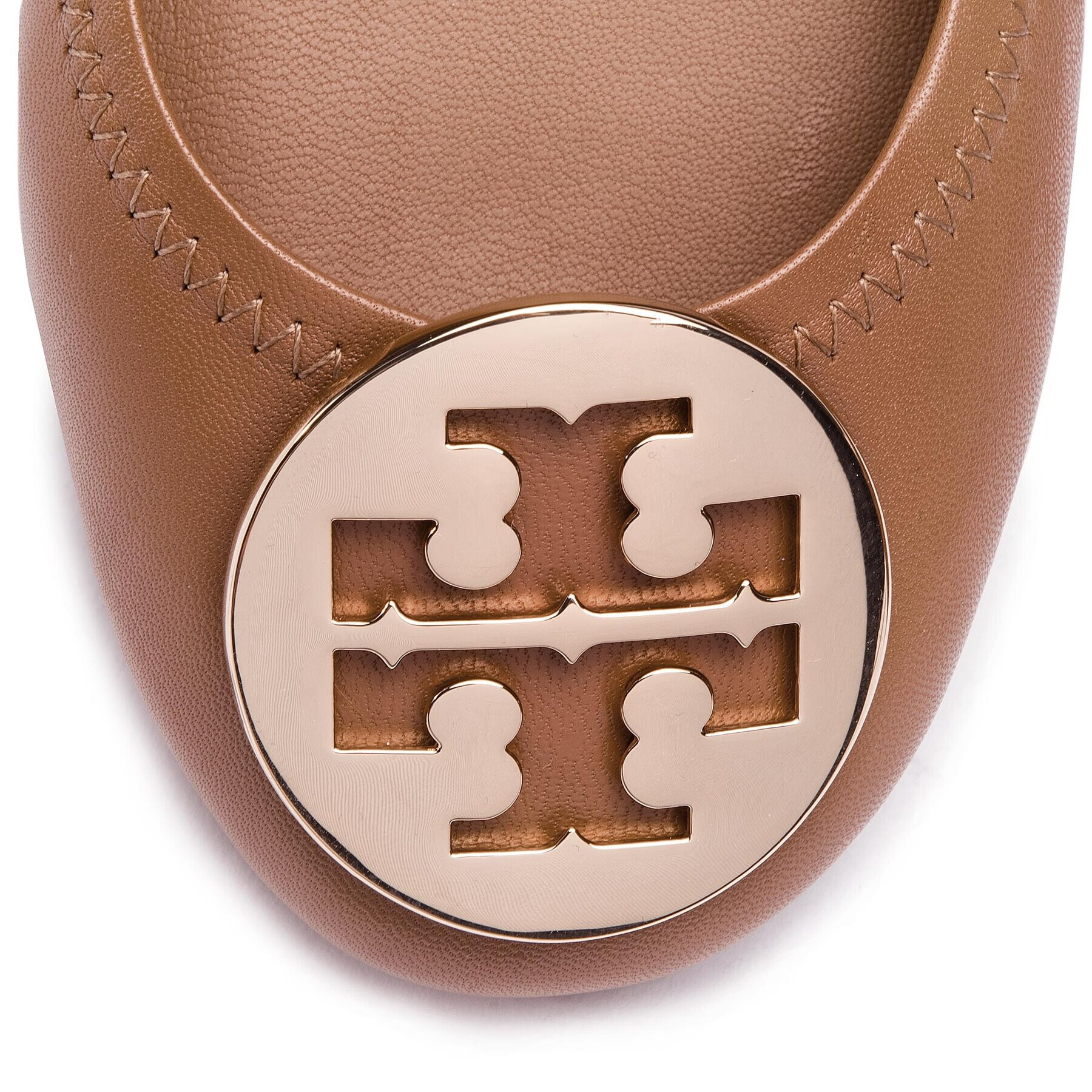 Tory Burch Baleríny Minnie Travel Ballet With Metal Logo 50393 Hnědá - Pepit.cz