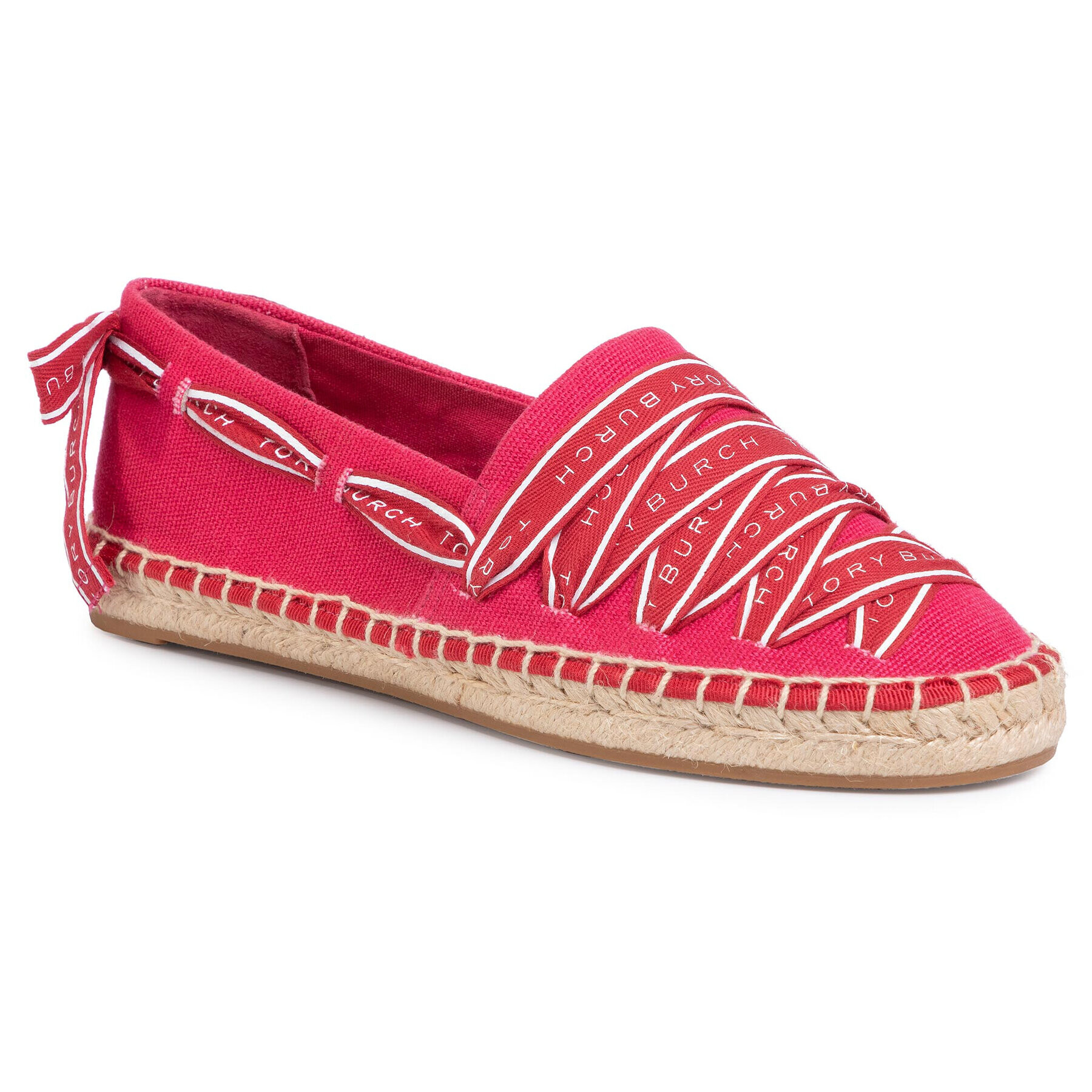 Tory Burch Espadrilky Logo Grosgrain Espadrille 61318 Červená - Pepit.cz