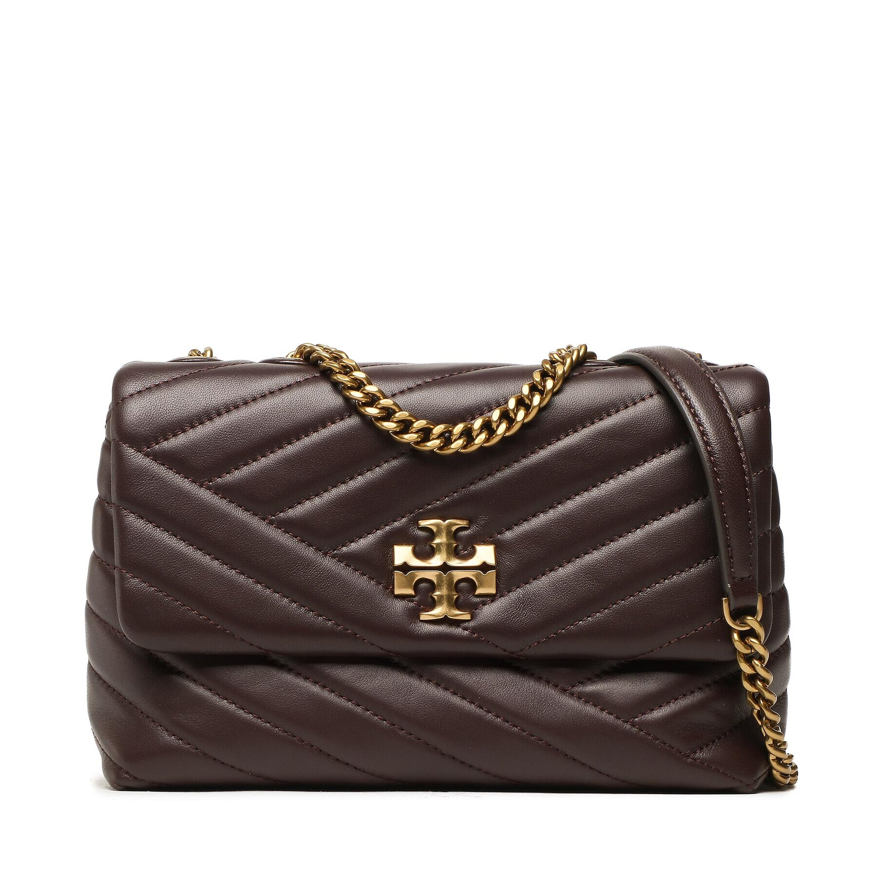 Tory Burch Kabelka Kira Chevron Small Convertible Shoulder Bag 90452 Bordó - Pepit.cz