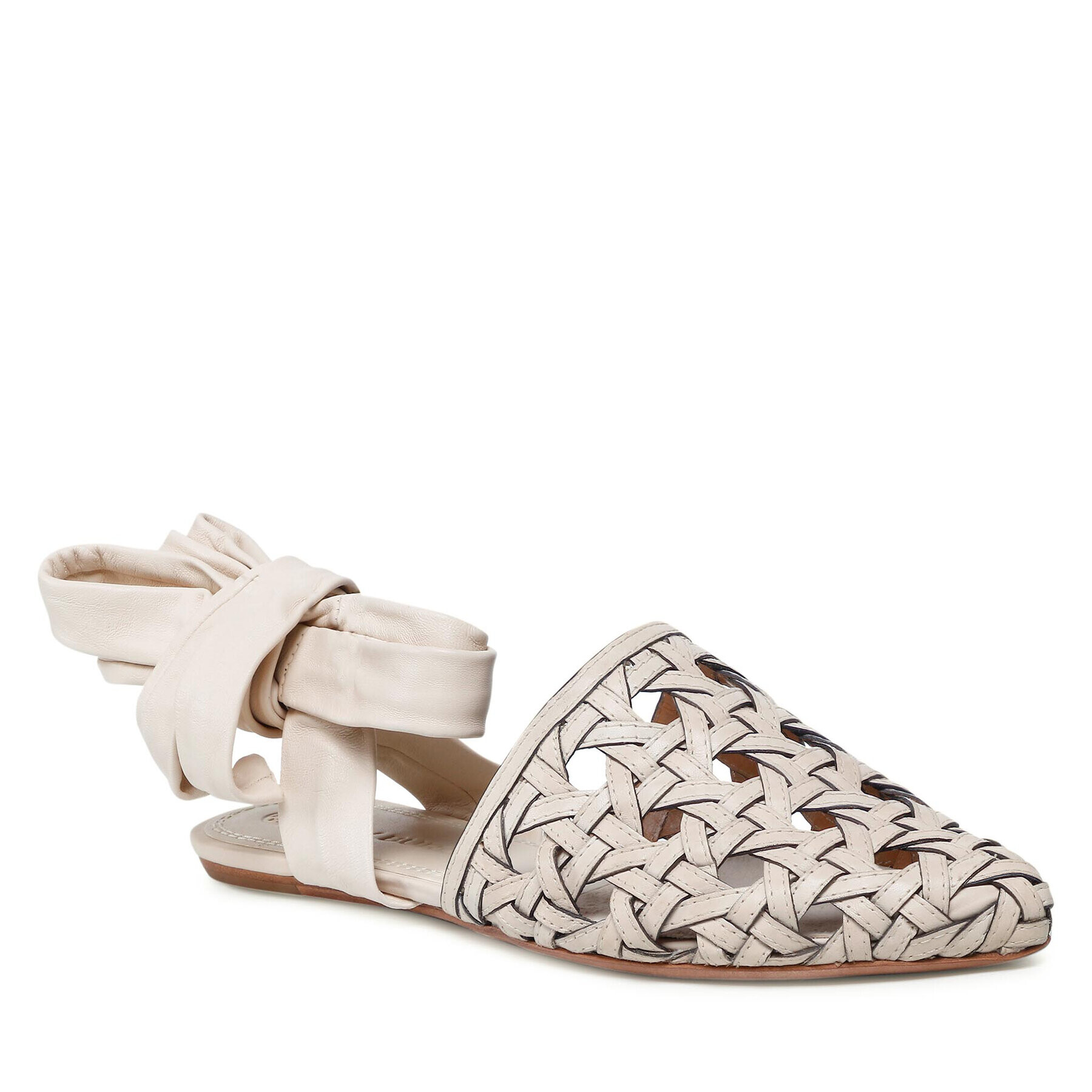 Tory Burch Sandály Basketweave Wrap Flat 85255 Béžová - Pepit.cz