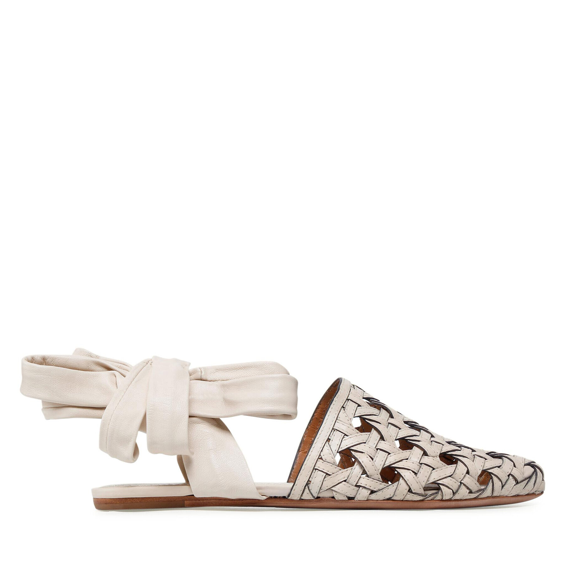 Tory Burch Sandály Basketweave Wrap Flat 85255 Béžová - Pepit.cz