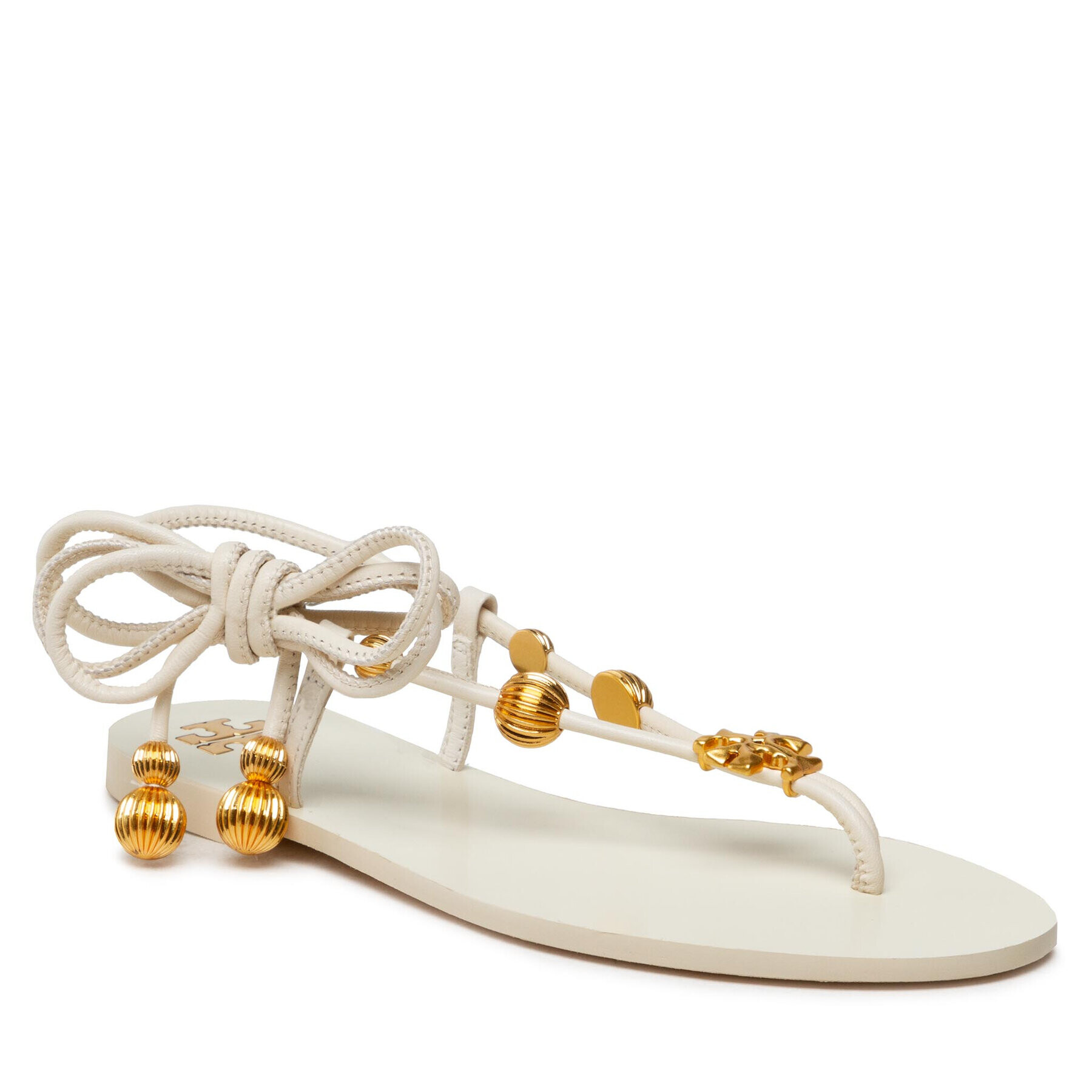 Tory Burch Sandály Capri Flat Lace Up Sandal 80044 Béžová - Pepit.cz