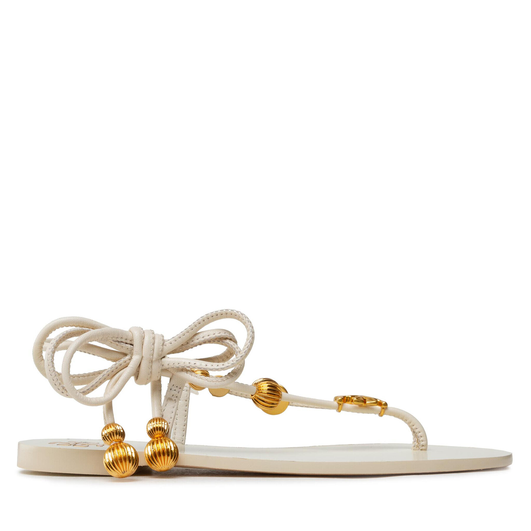 Tory Burch Sandály Capri Flat Lace Up Sandal 80044 Béžová - Pepit.cz