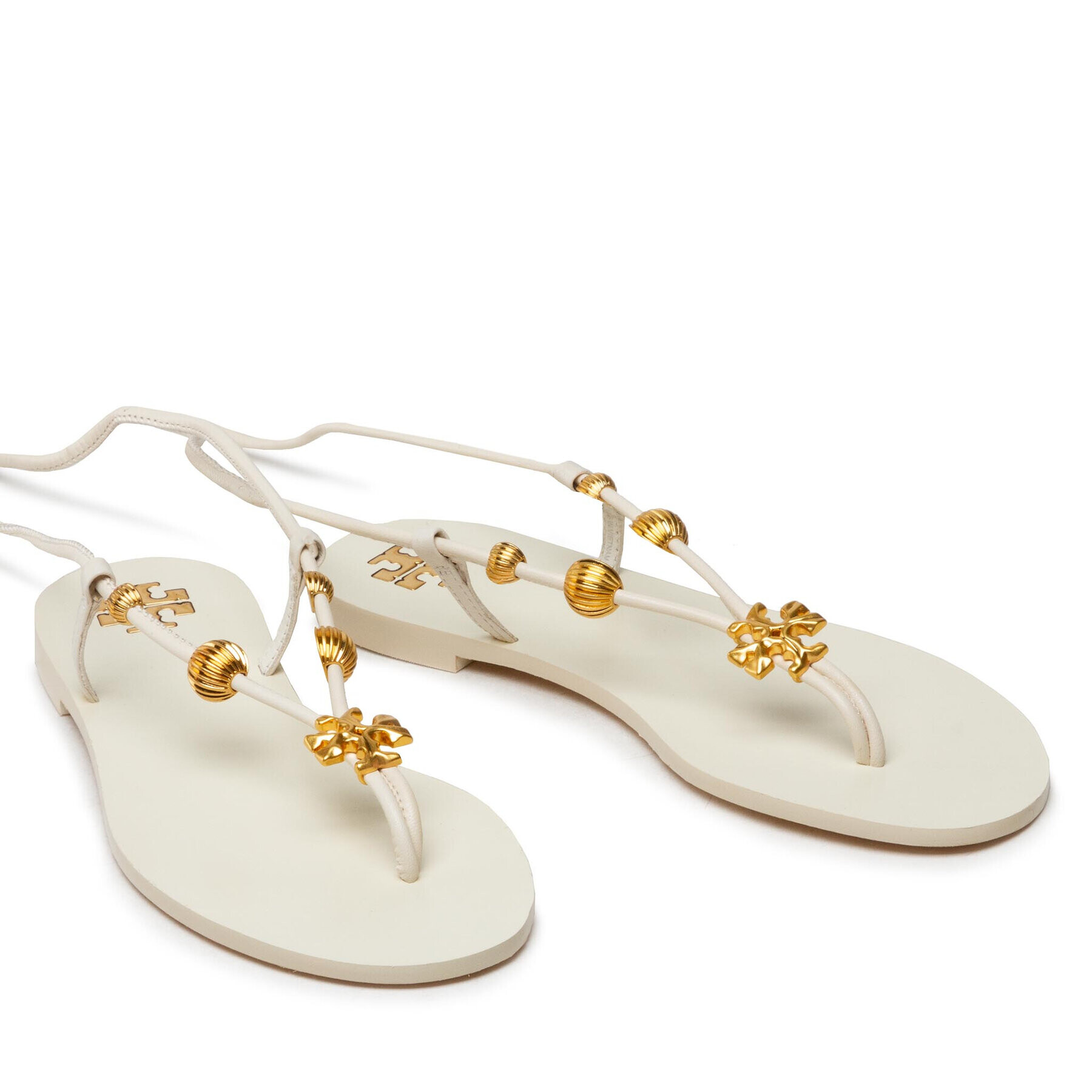 Tory Burch Sandály Capri Flat Lace Up Sandal 80044 Béžová - Pepit.cz