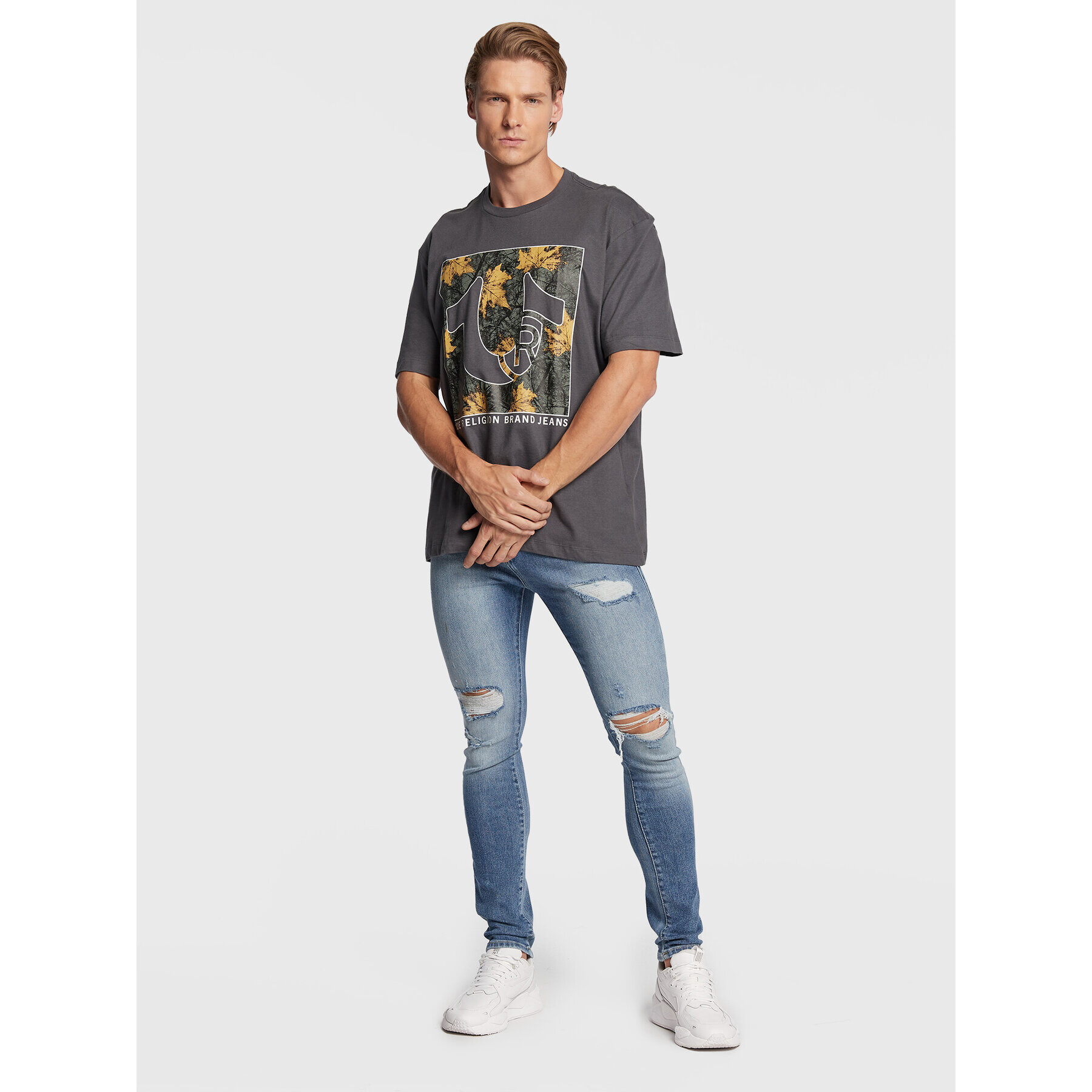 True Religion T-Shirt 106299 Šedá Regular Fit - Pepit.cz