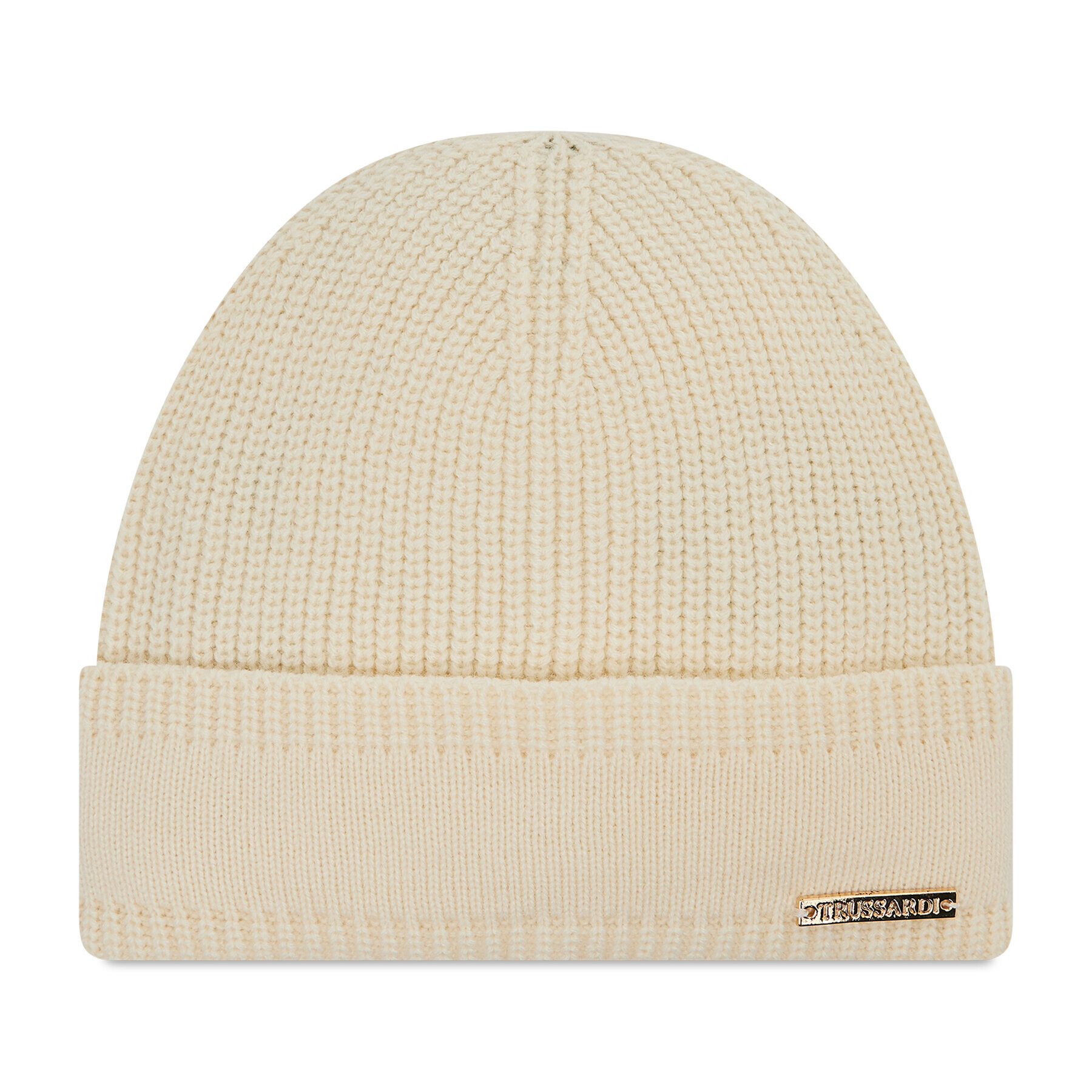 Trussardi Čepice Beanie Metal Logo 59Z00220 Béžová - Pepit.cz