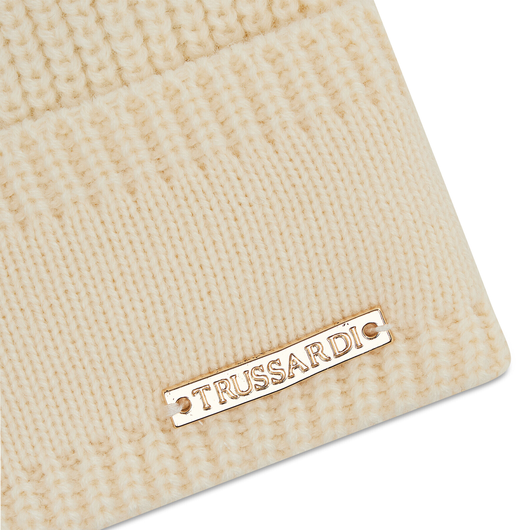 Trussardi Čepice Beanie Metal Logo 59Z00220 Béžová - Pepit.cz