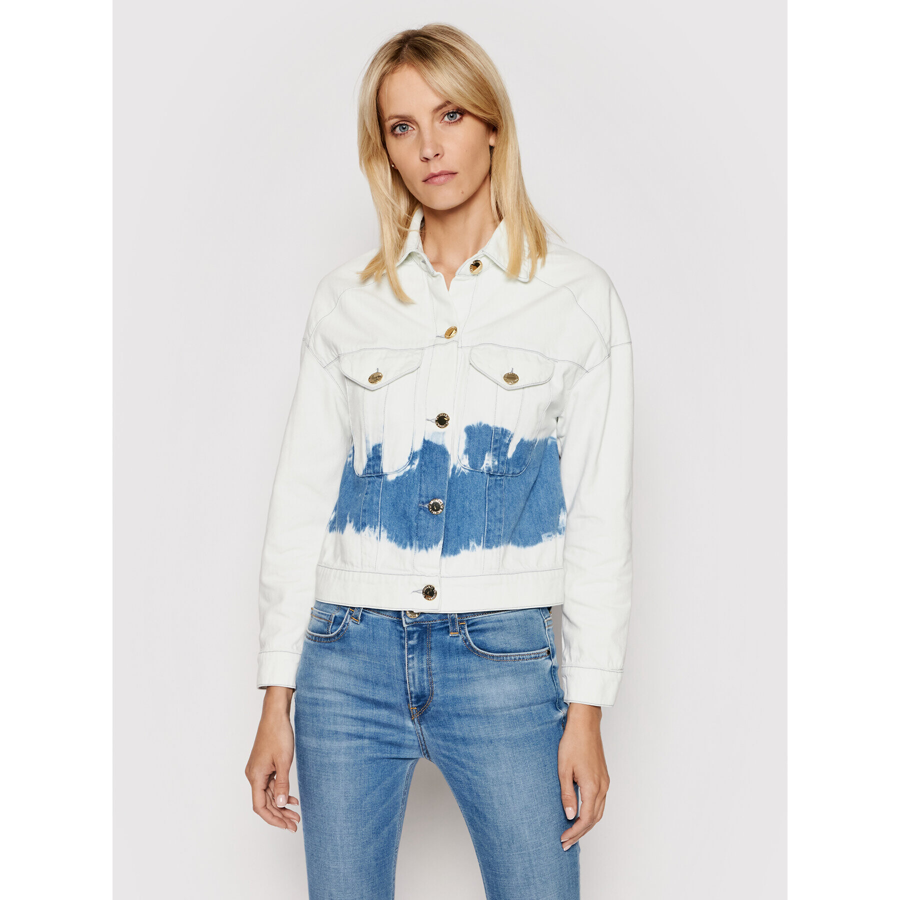 Trussardi Jeansová bunda Blitch Tye-Dye 56S00632 Bílá Cropped Fit - Pepit.cz