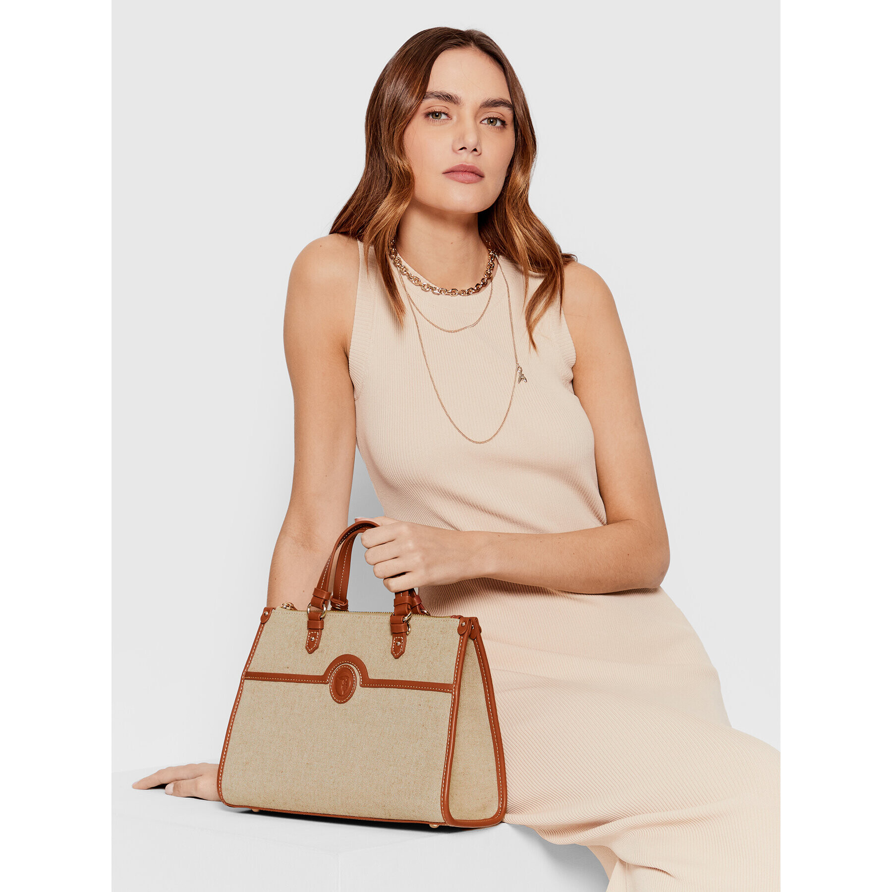 Trussardi Kabelka Hydrangea Tote SM 75B01319 Béžová - Pepit.cz