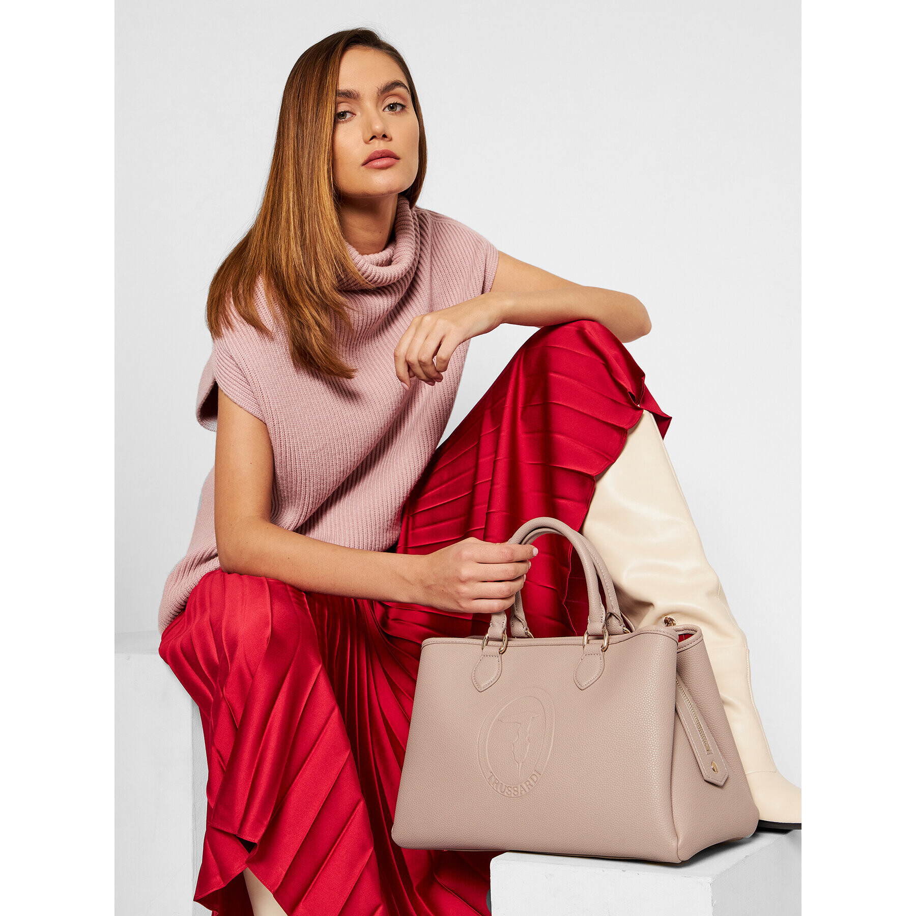 Trussardi Kabelka Iris Tote Md 75B01097 Béžová - Pepit.cz