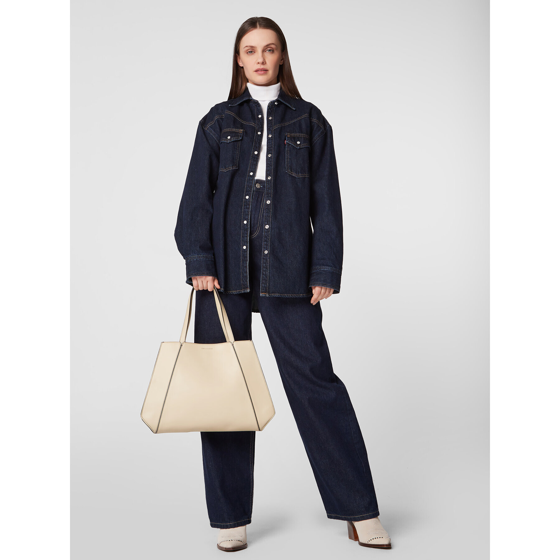 Trussardi Kabelka Sagaria Shopping Ew 75B01403 Béžová - Pepit.cz