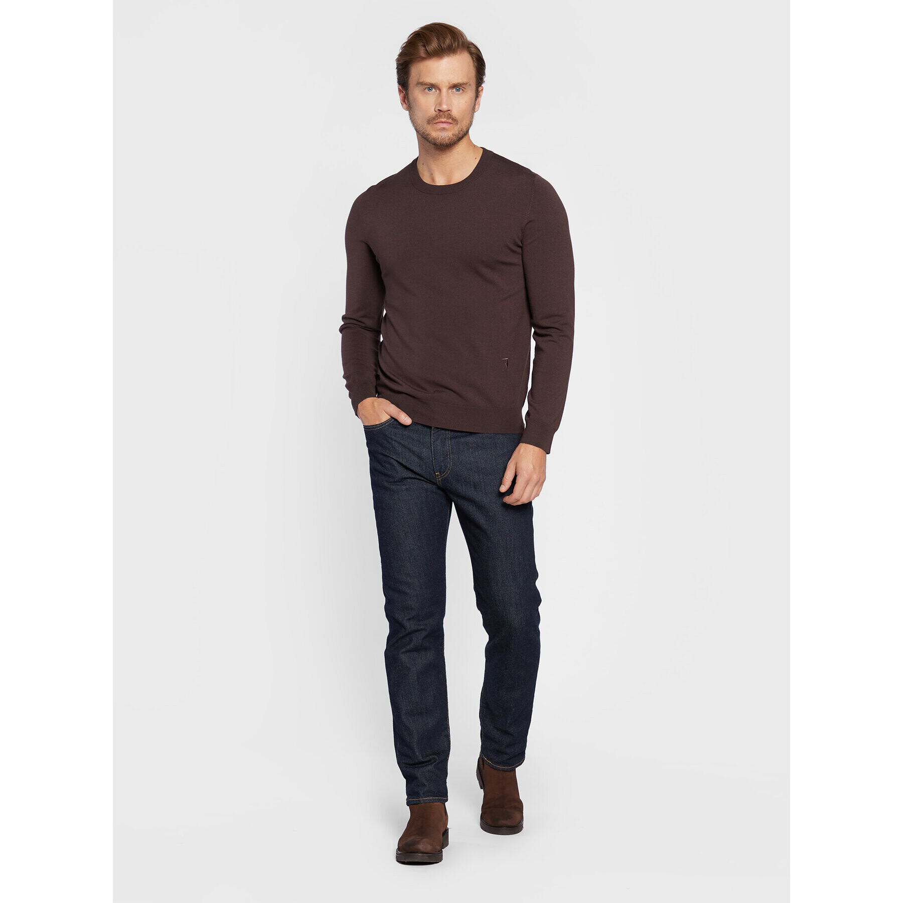 Trussardi Svetr 52M00628 Hnědá Regular Fit - Pepit.cz