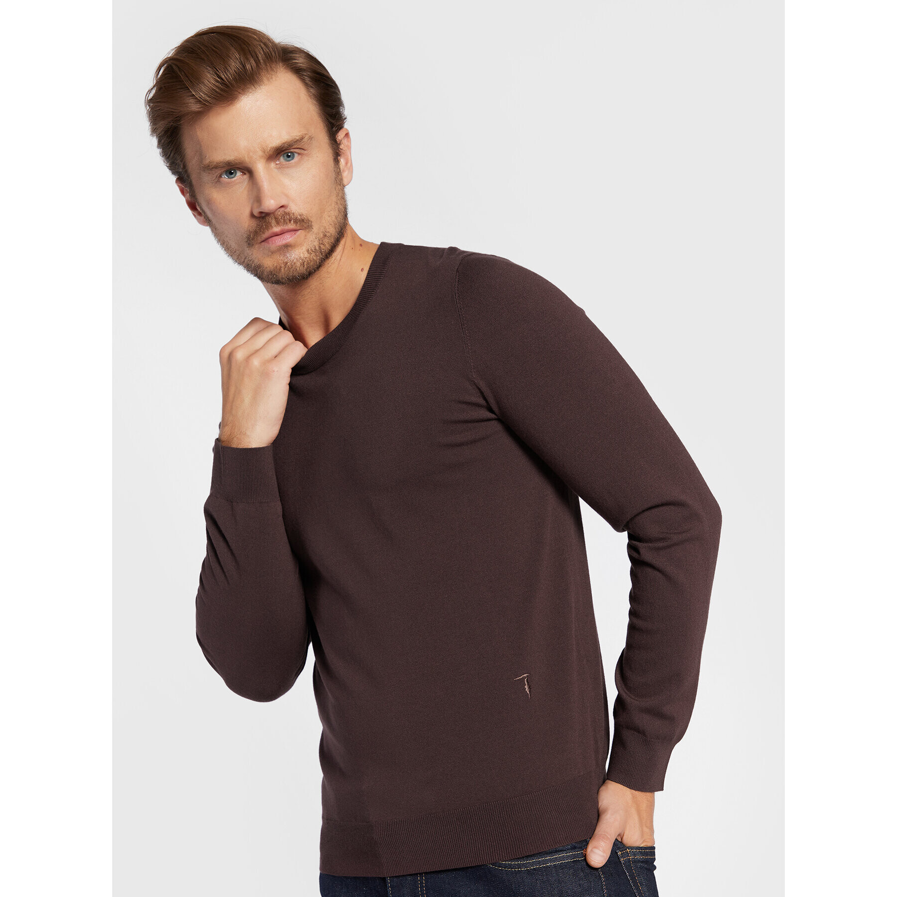 Trussardi Svetr 52M00628 Hnědá Regular Fit - Pepit.cz