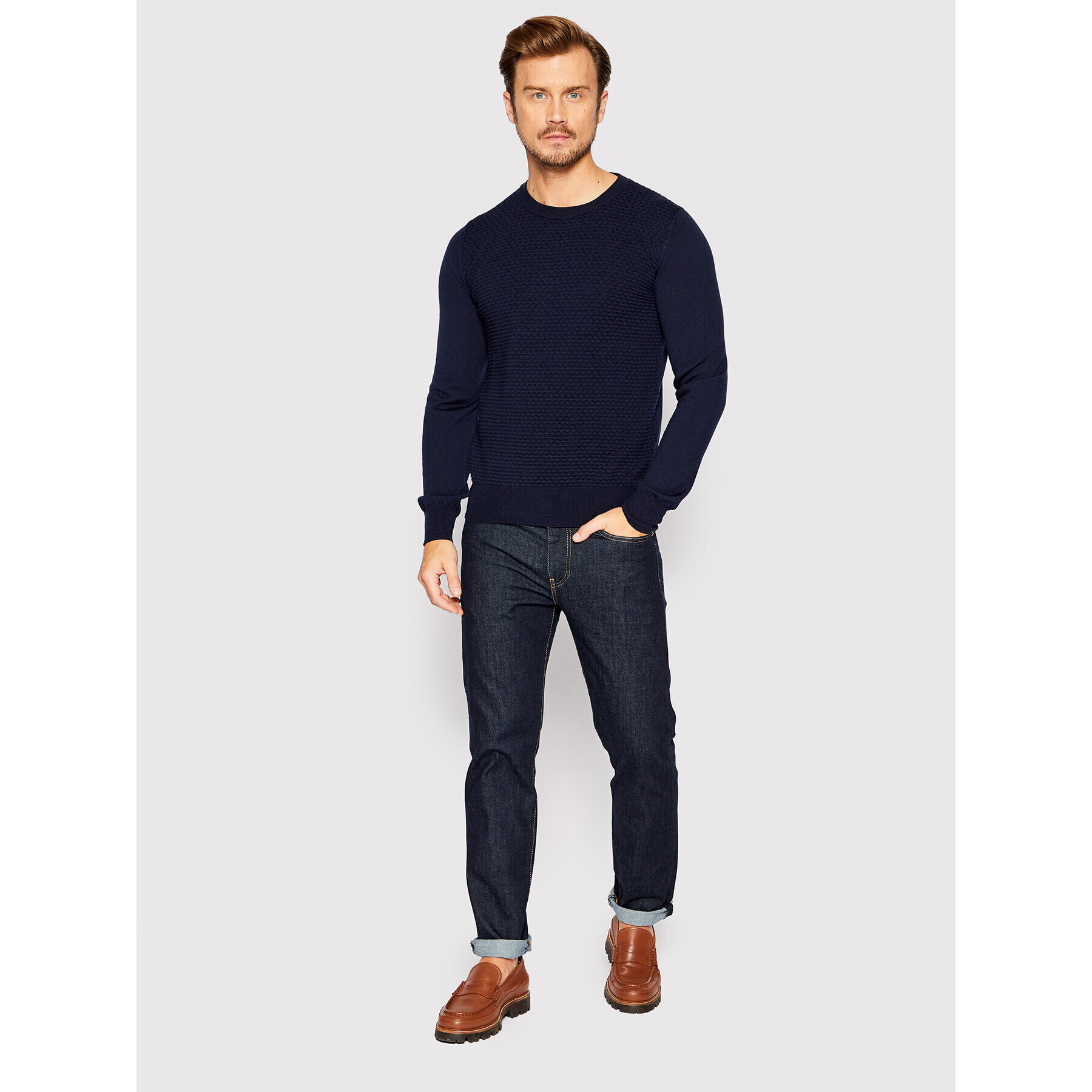 Trussardi Svetr 52M00642 Tmavomodrá Regular Fit - Pepit.cz