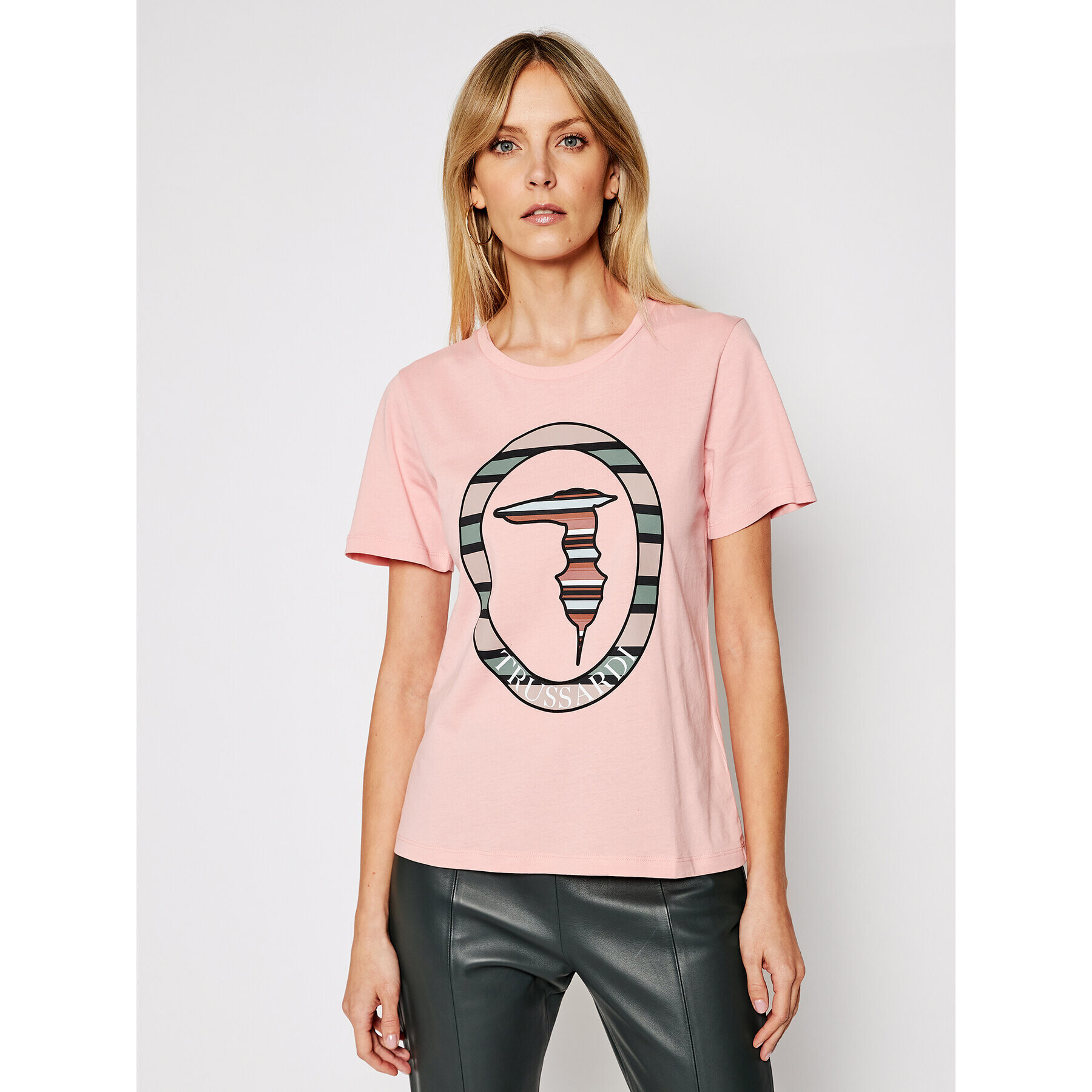 Trussardi T-Shirt 56T00371 Růžová Regular Fit - Pepit.cz