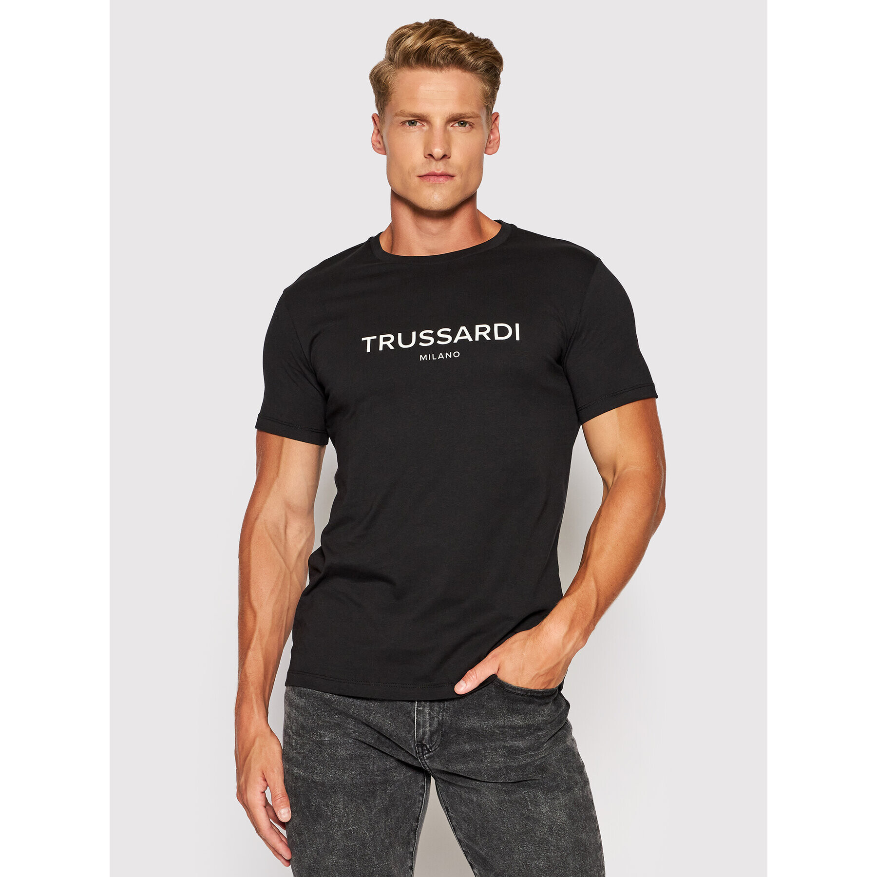 Trussardi T-Shirt Logo 52T00509 Černá Regular Fit - Pepit.cz