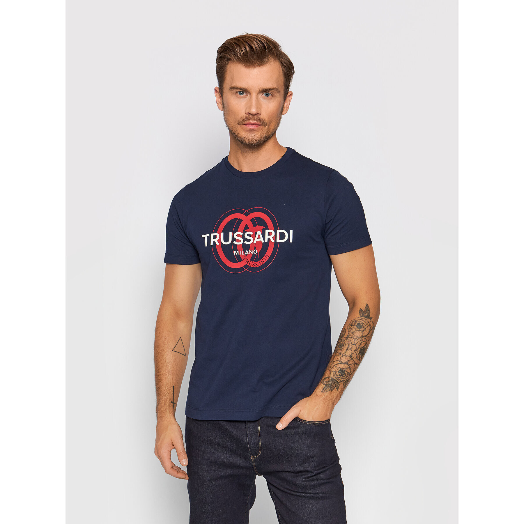 Trussardi T-Shirt Logo 52T00514 Tmavomodrá Regular Fit - Pepit.cz