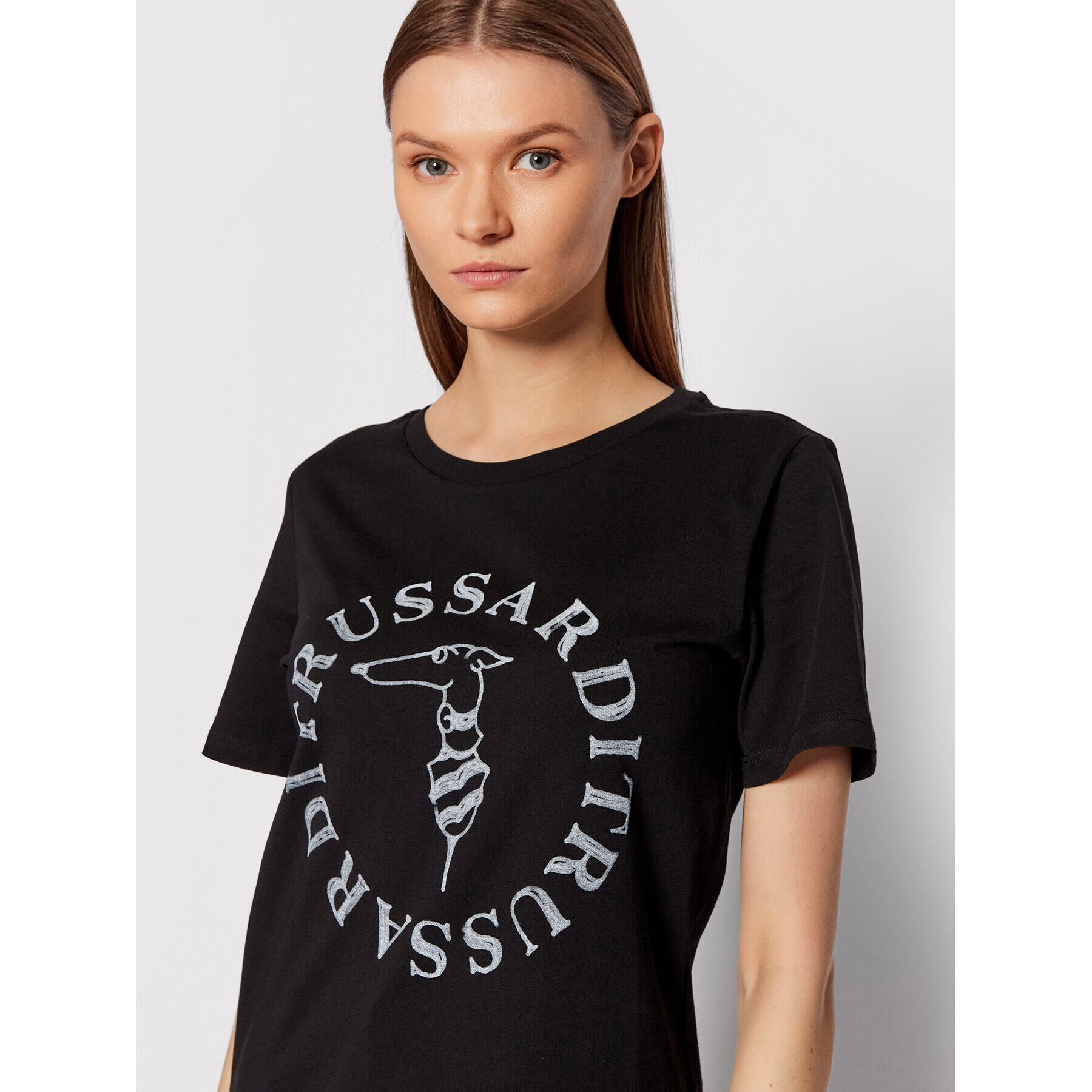 Trussardi T-Shirt Logo 56T00479 Černá Regular Fit - Pepit.cz