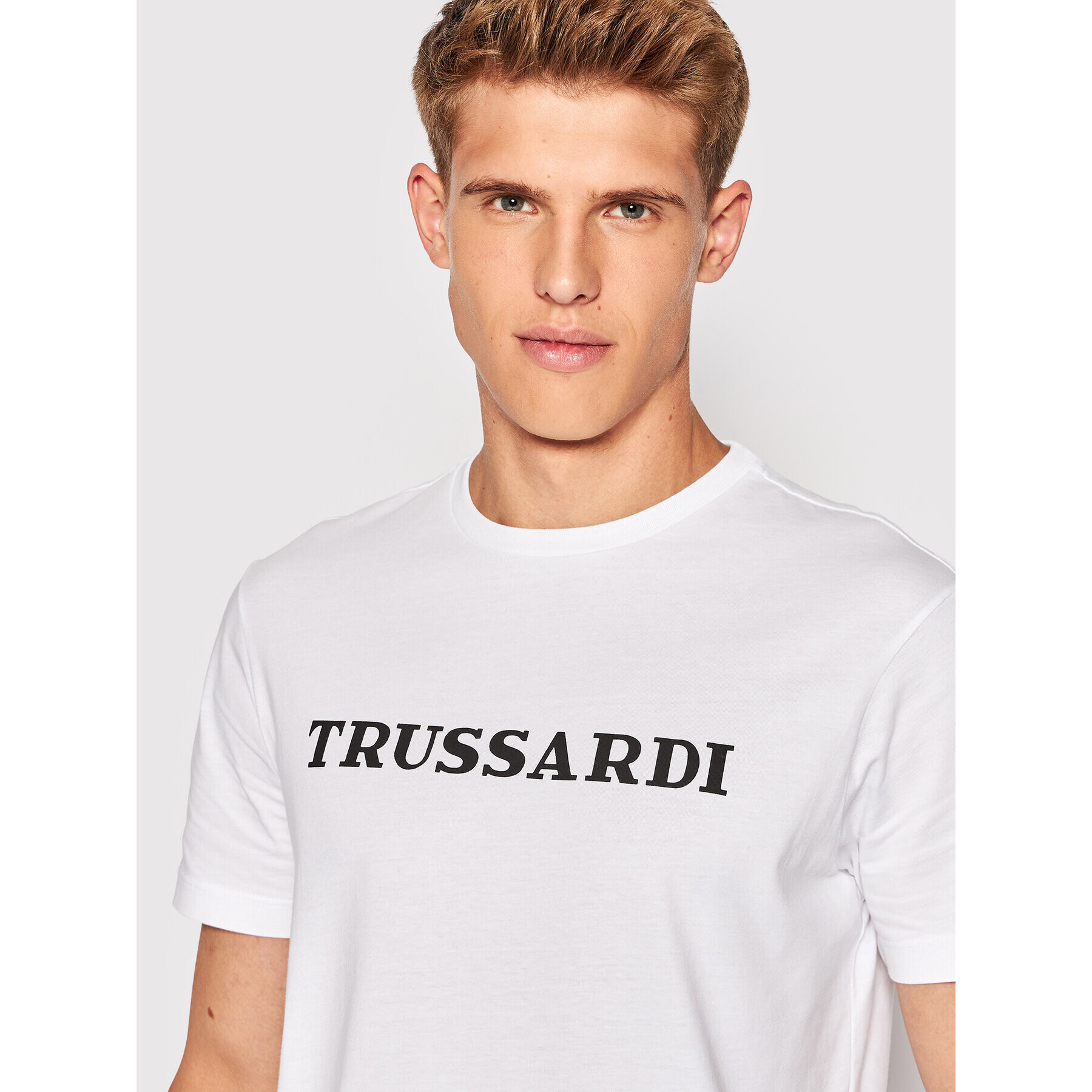 Trussardi T-Shirt Logo Print 52T00629 Bílá Regular Fit - Pepit.cz