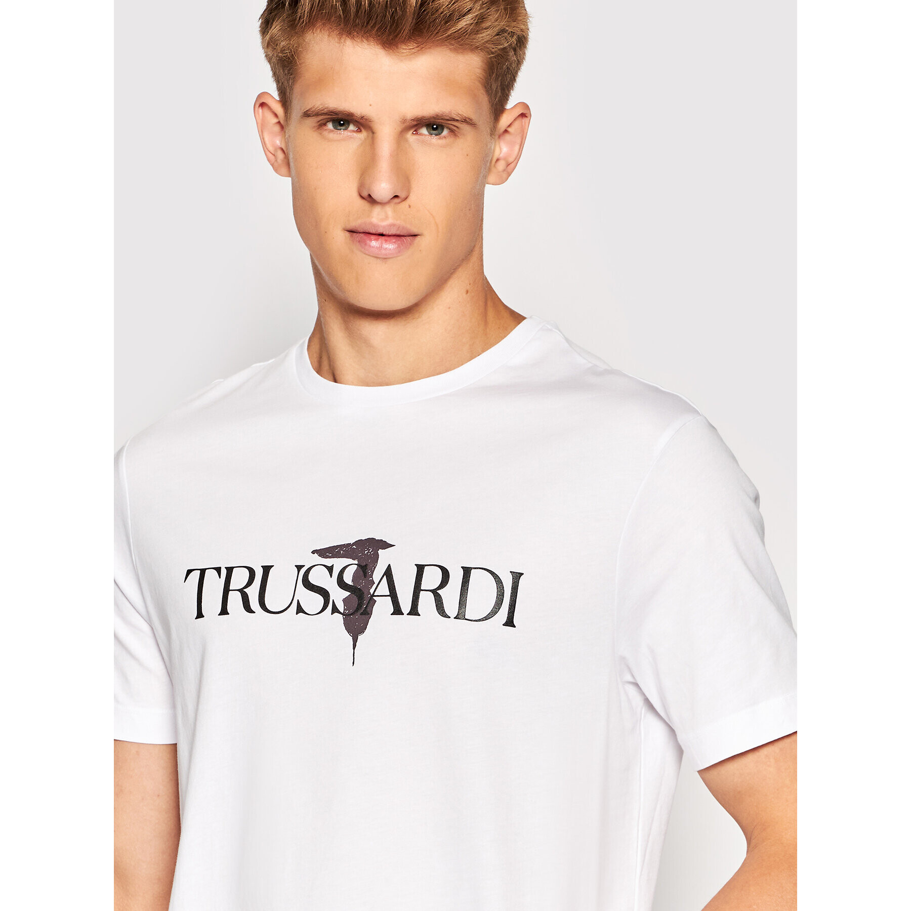 Trussardi T-Shirt Logo Print 52T00631 Bílá Regular Fit - Pepit.cz