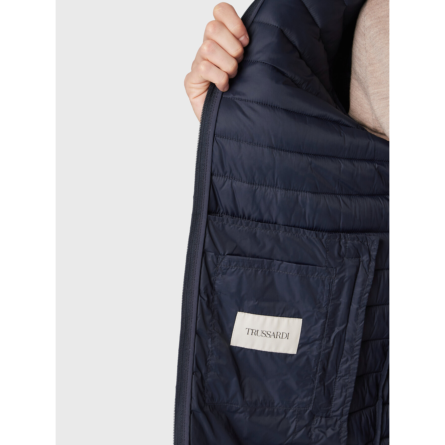 Trussardi Vatovaná bunda Crinkle 52S00753 Tmavomodrá Regular Fit - Pepit.cz