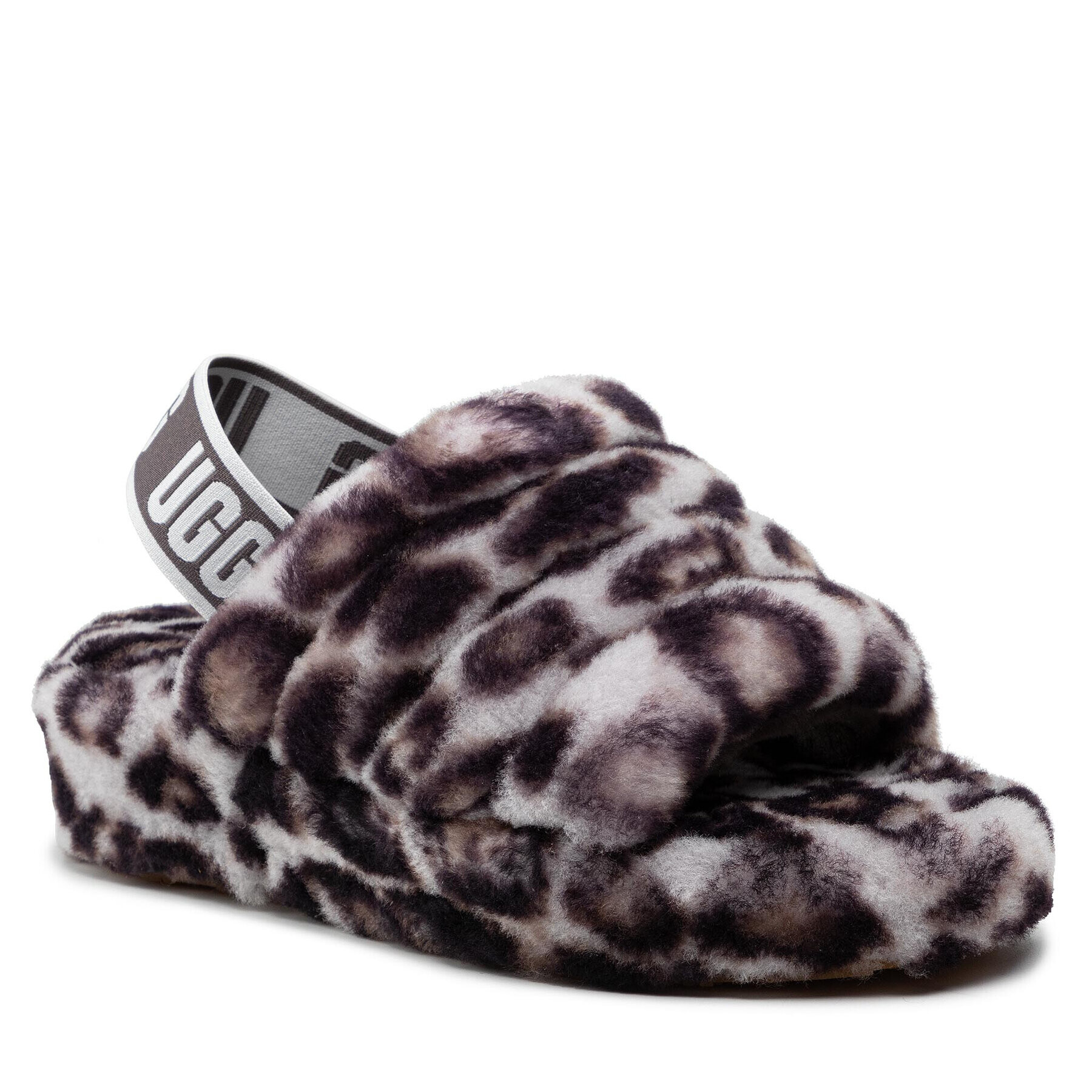 Ugg Bačkory W Fluff Yeah Slide Panthr Print 1120903 Hnědá - Pepit.cz