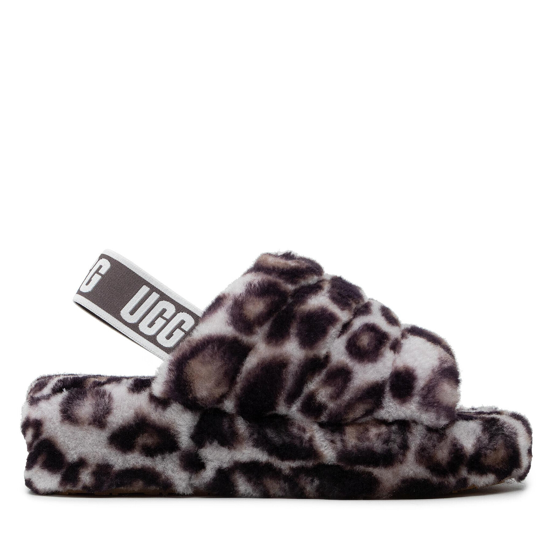 Ugg Bačkory W Fluff Yeah Slide Panthr Print 1120903 Hnědá - Pepit.cz