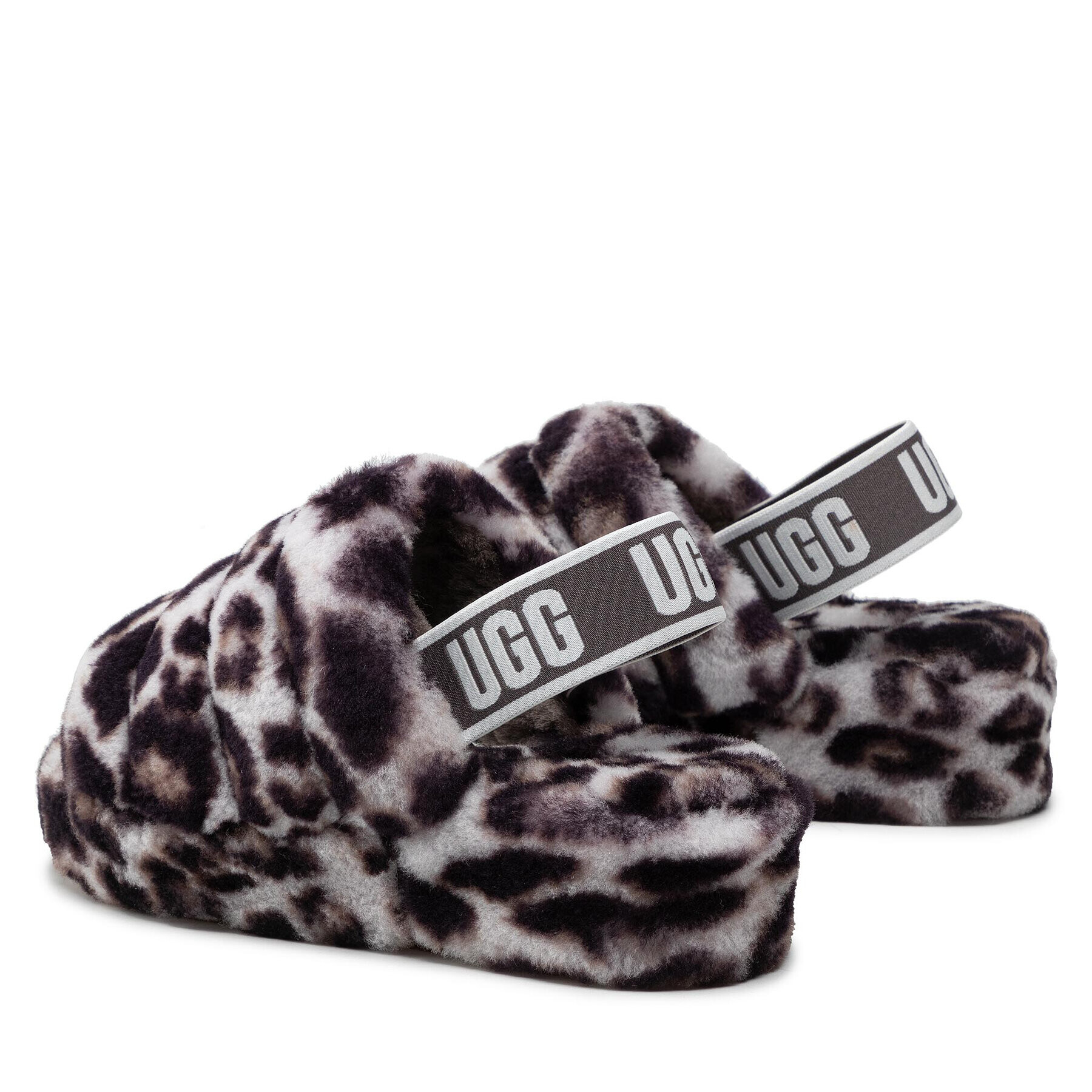 Ugg Bačkory W Fluff Yeah Slide Panthr Print 1120903 Hnědá - Pepit.cz