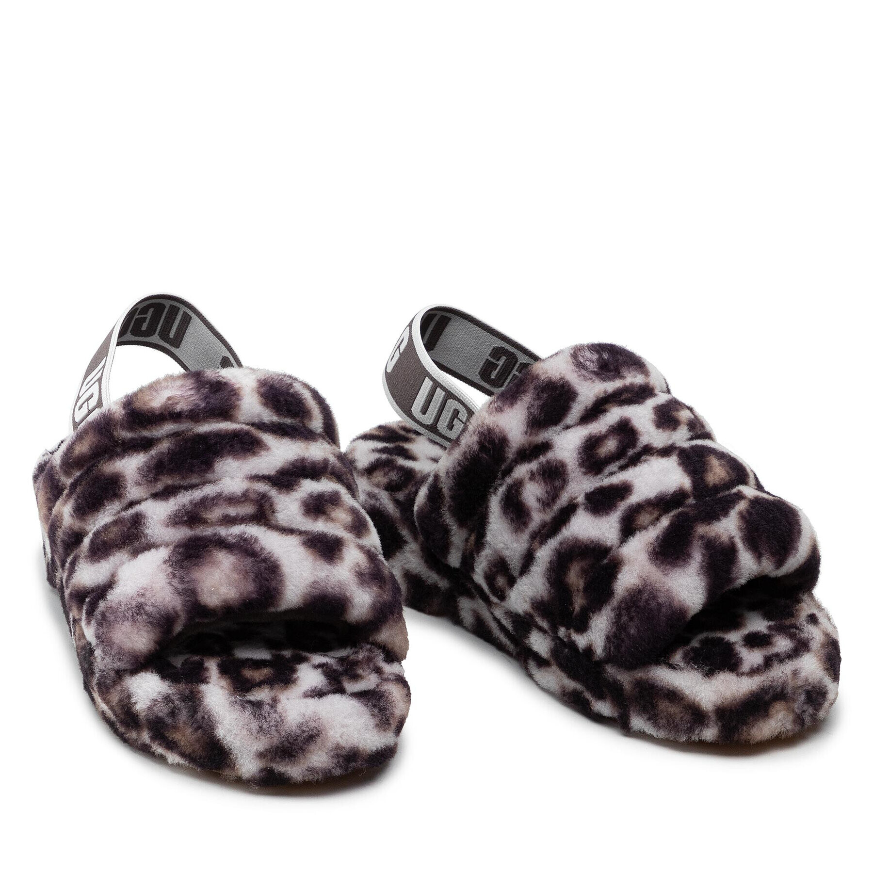 Ugg Bačkory W Fluff Yeah Slide Panthr Print 1120903 Hnědá - Pepit.cz