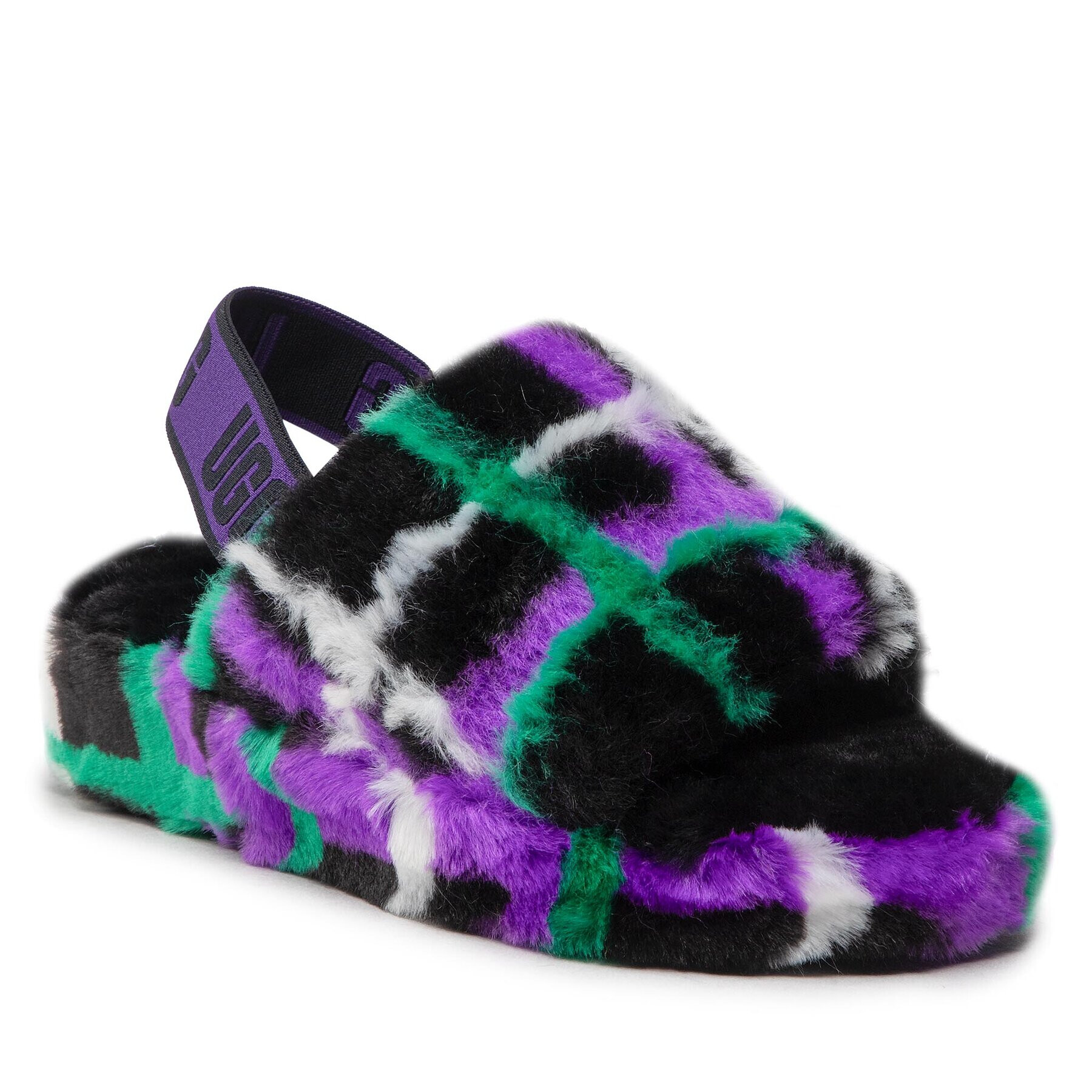 Ugg Bačkory W Fluff Yeah Slide Plaid Punk 1130879 Černá - Pepit.cz