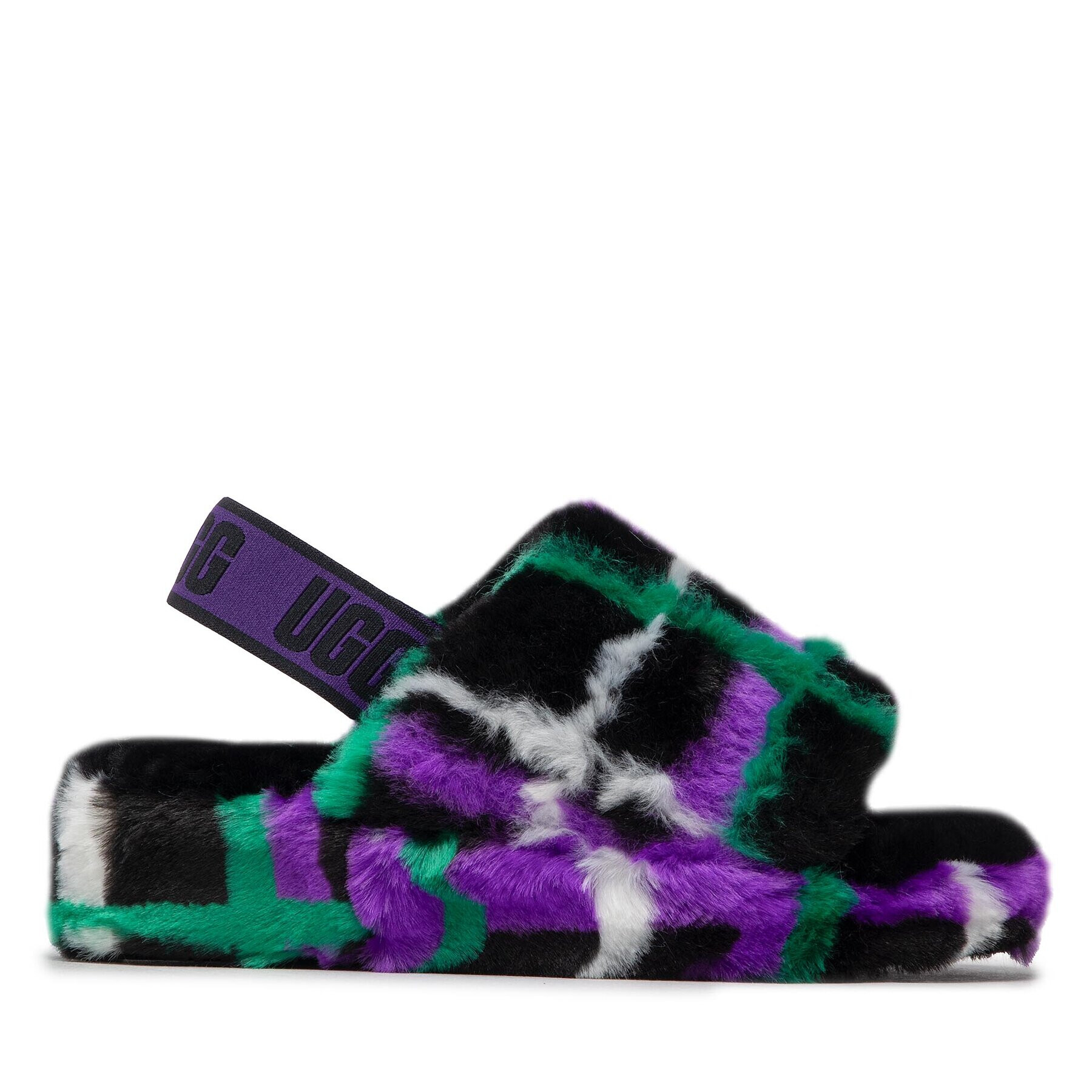 Ugg Bačkory W Fluff Yeah Slide Plaid Punk 1130879 Černá - Pepit.cz