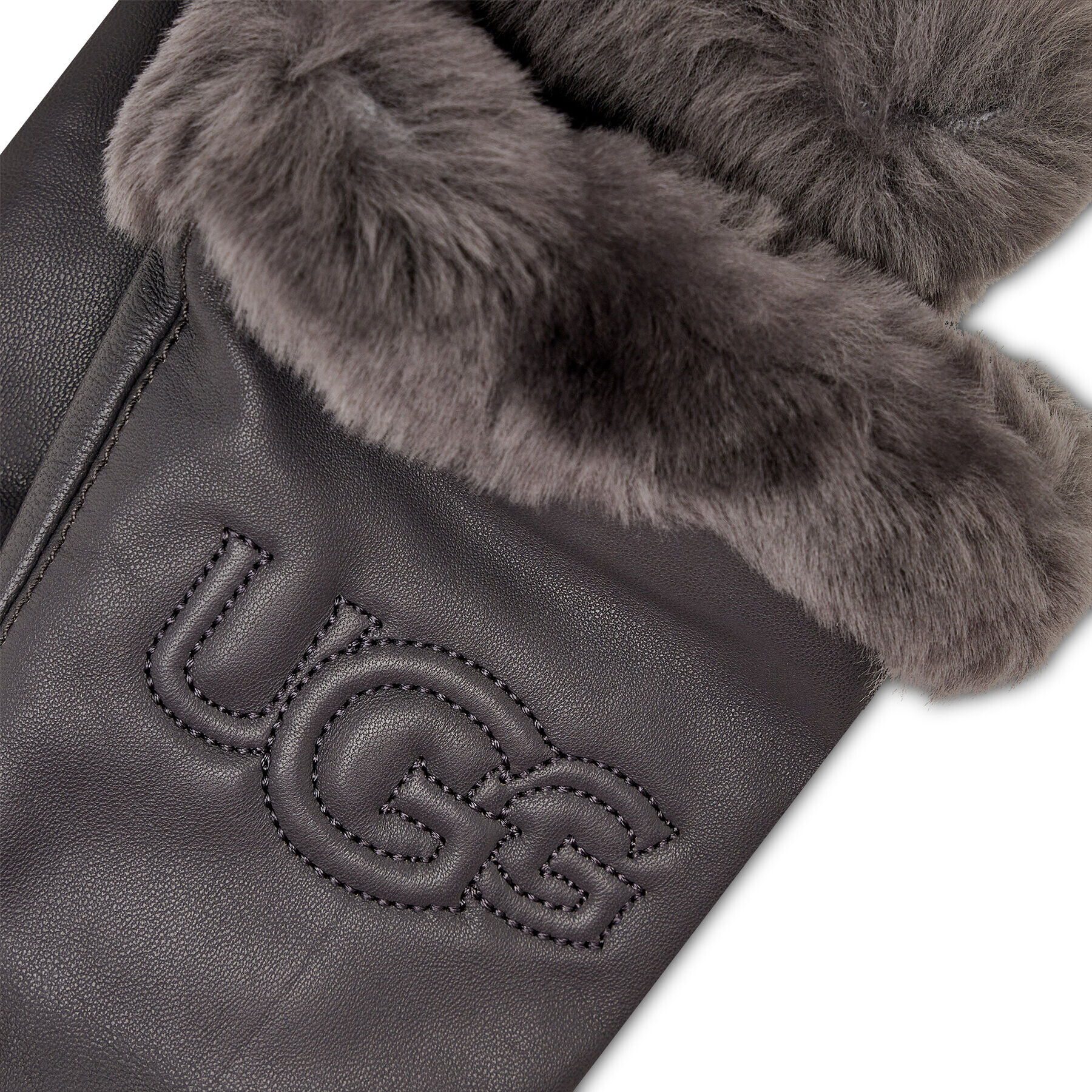 Ugg Dámské rukavice W Classic Leather Logo Glove 19034 Šedá - Pepit.cz