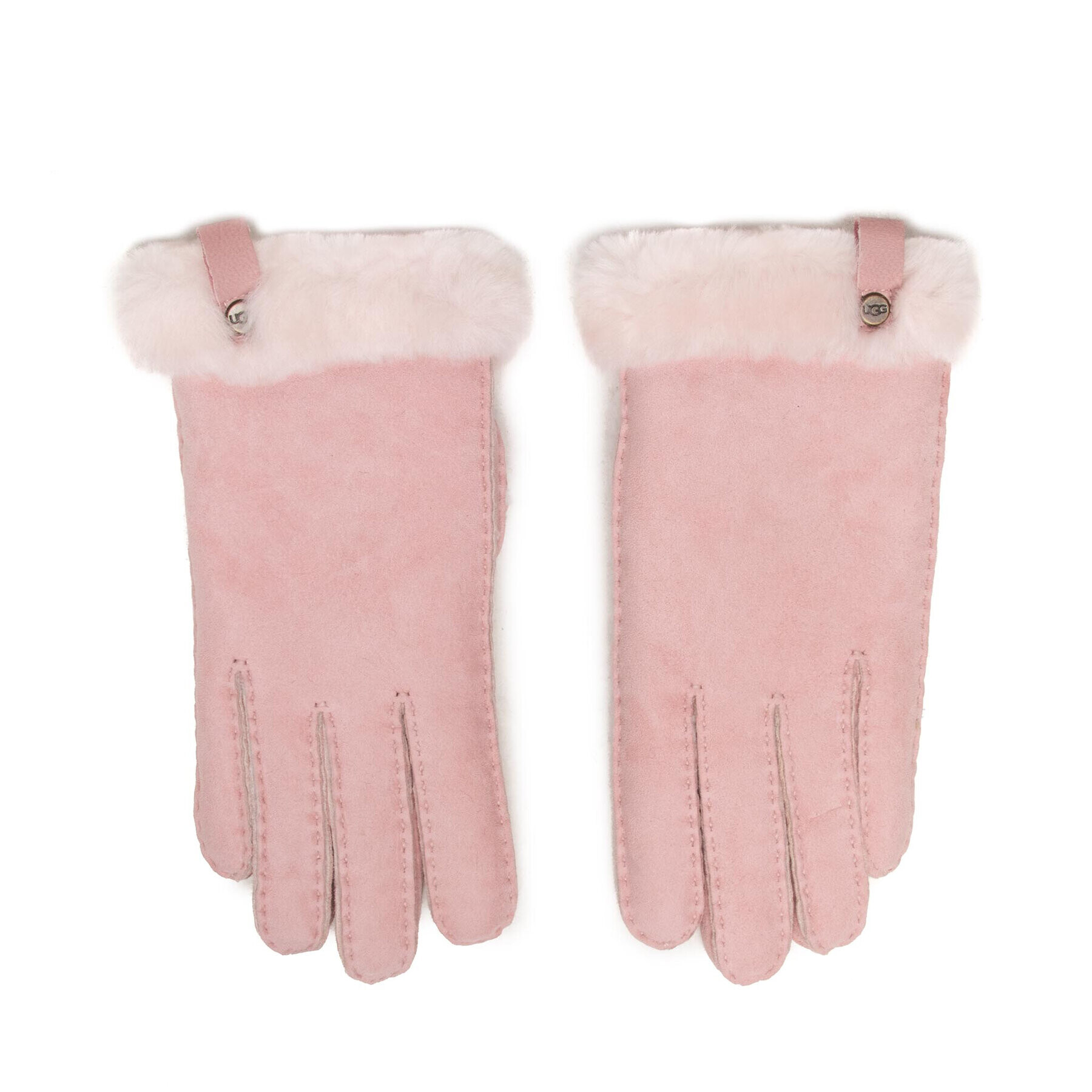 Ugg Dámské rukavice W Shorty Glove W Leather Trim 17367 Růžová - Pepit.cz